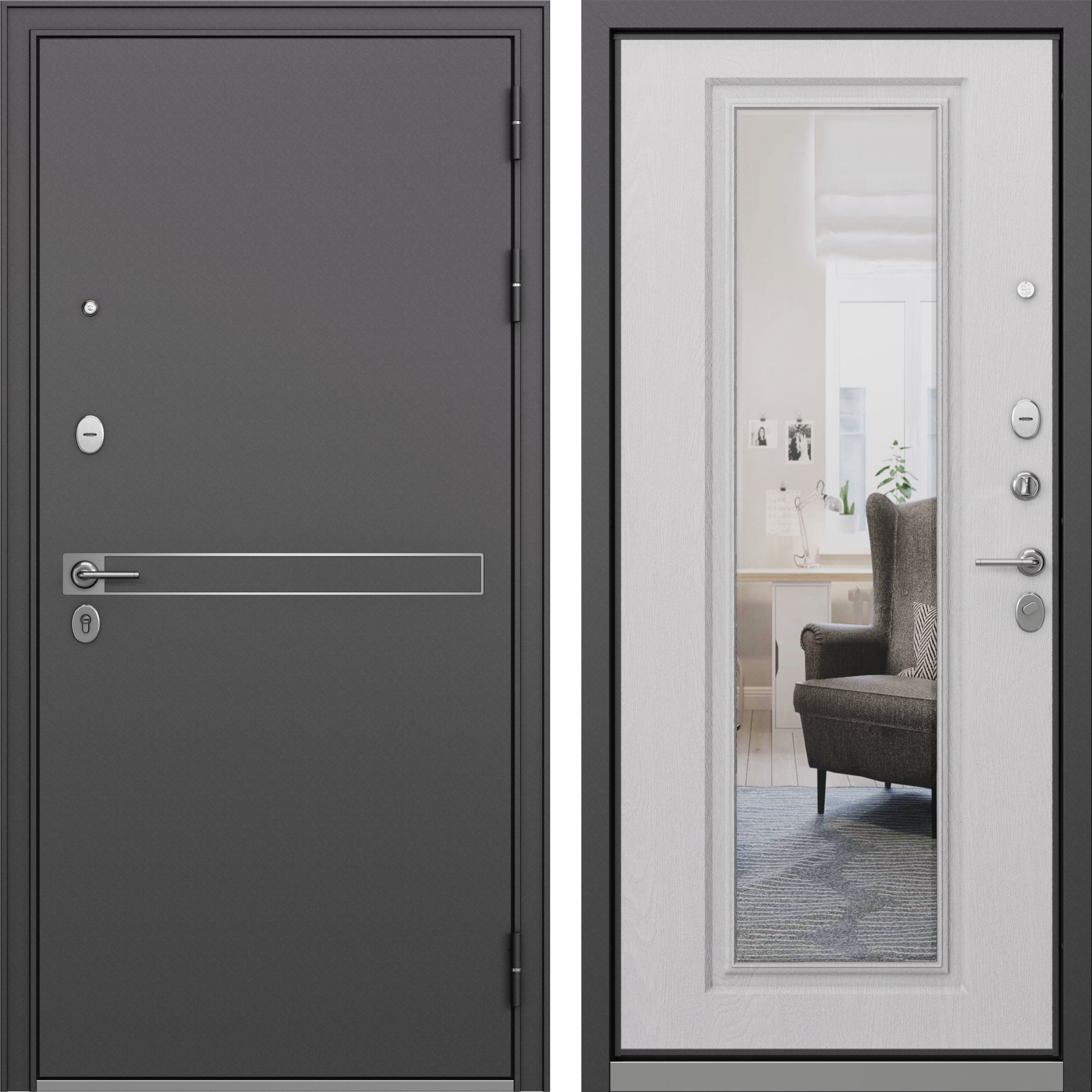 Изображение товара Входная дверь Ясмин зеркало левая 205x86 см