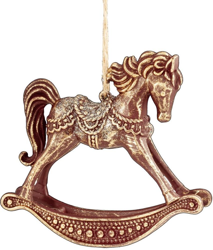 Изображение товара Ёлочная игрушка Рождественская лошадка-качалка 12 см