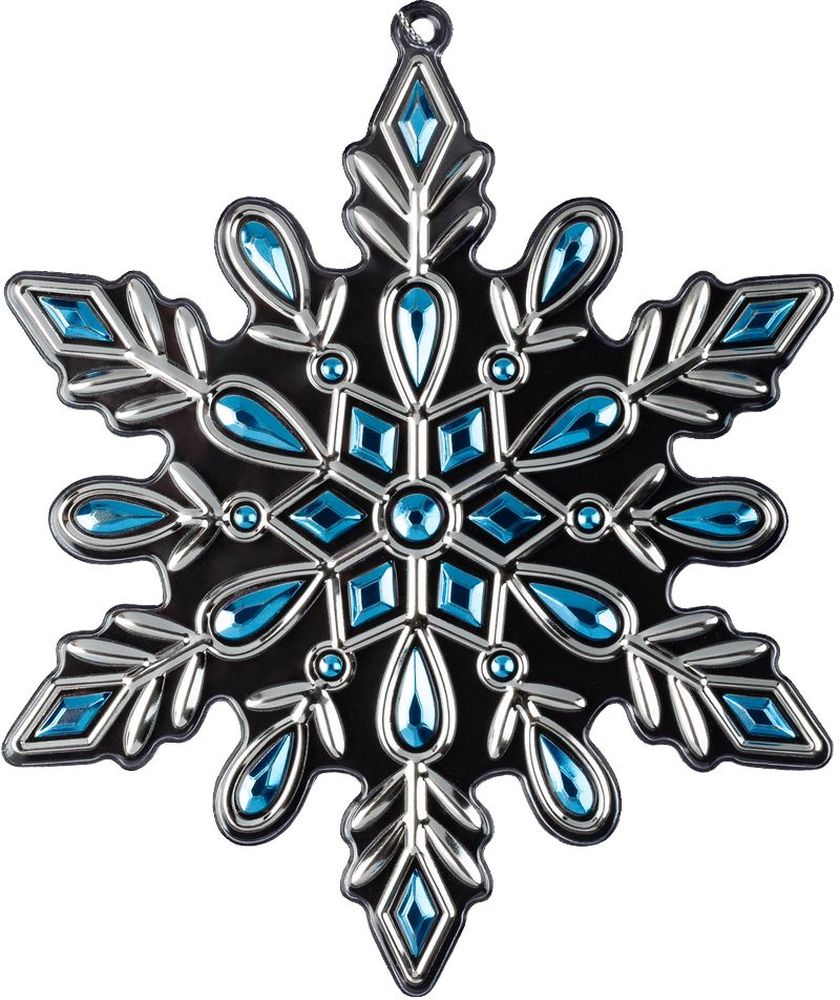 Изображение товара Ёлочная игрушка Снежинка лазурная 15 см из ПВХ с эффектом страз