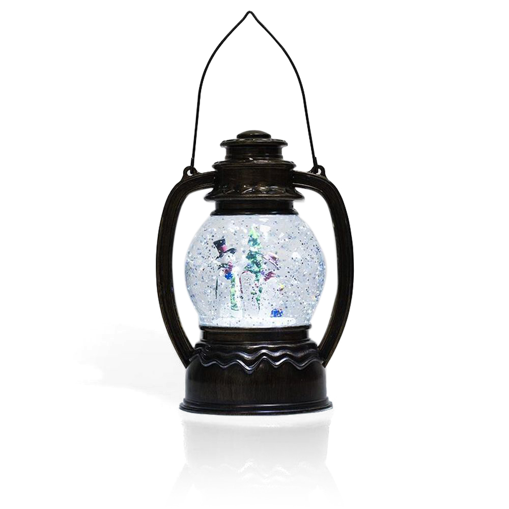 Изображение товара Декоративный светодиодный фонарь снеговики для интерьера 20 см