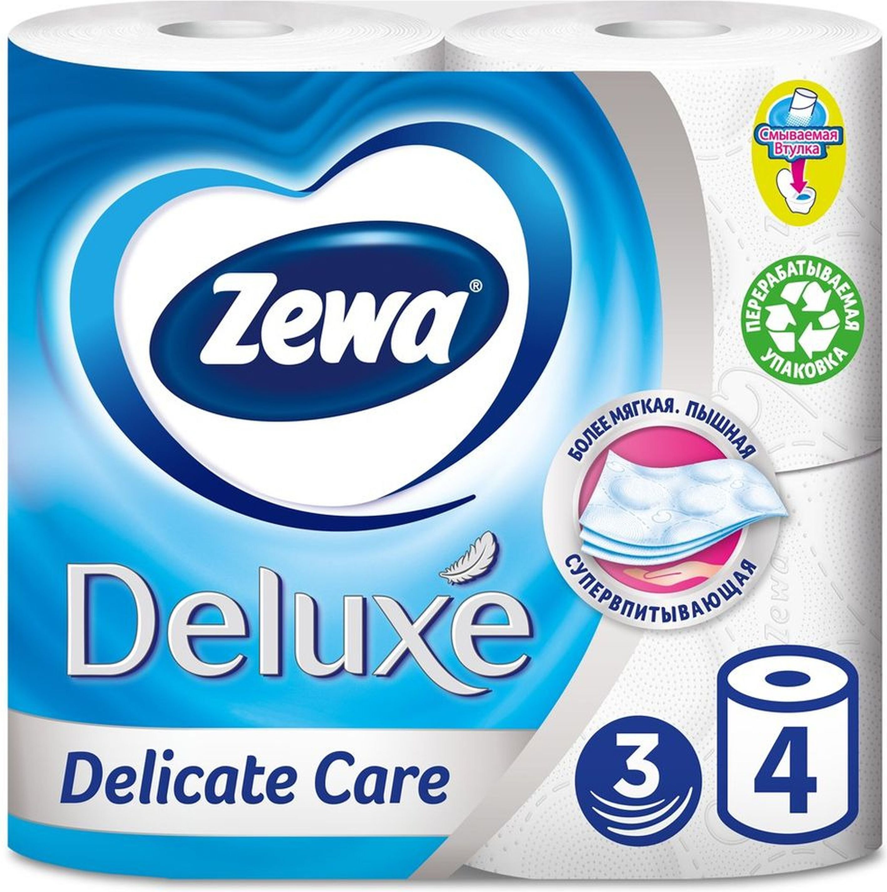 Изображение товара Туалетная Бумага ZEWA Deluxe 25 м 3-ух слойная 4 рулона