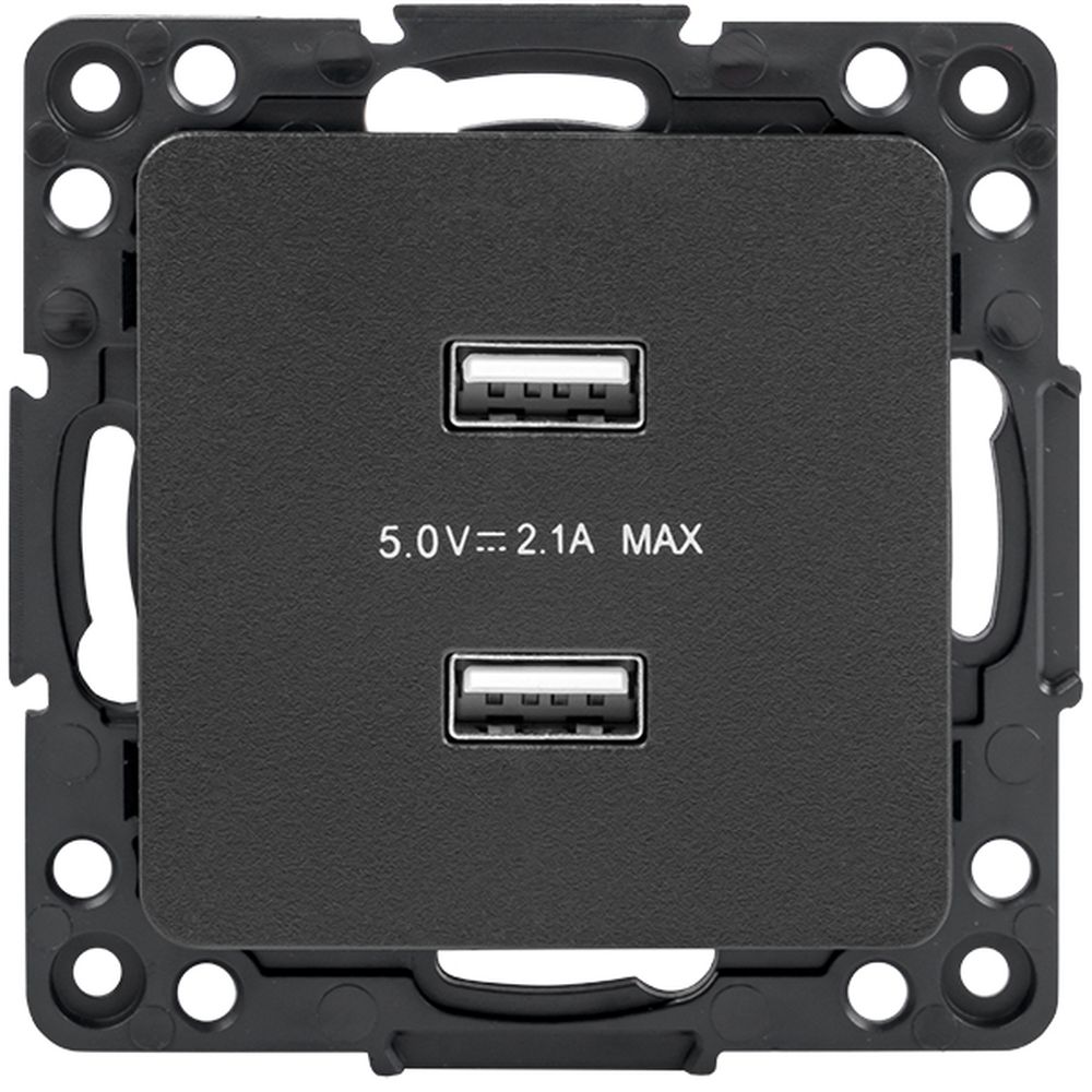 Изображение товара Розетка USB 2 поста EKF Стокгольм/PROxima черный
