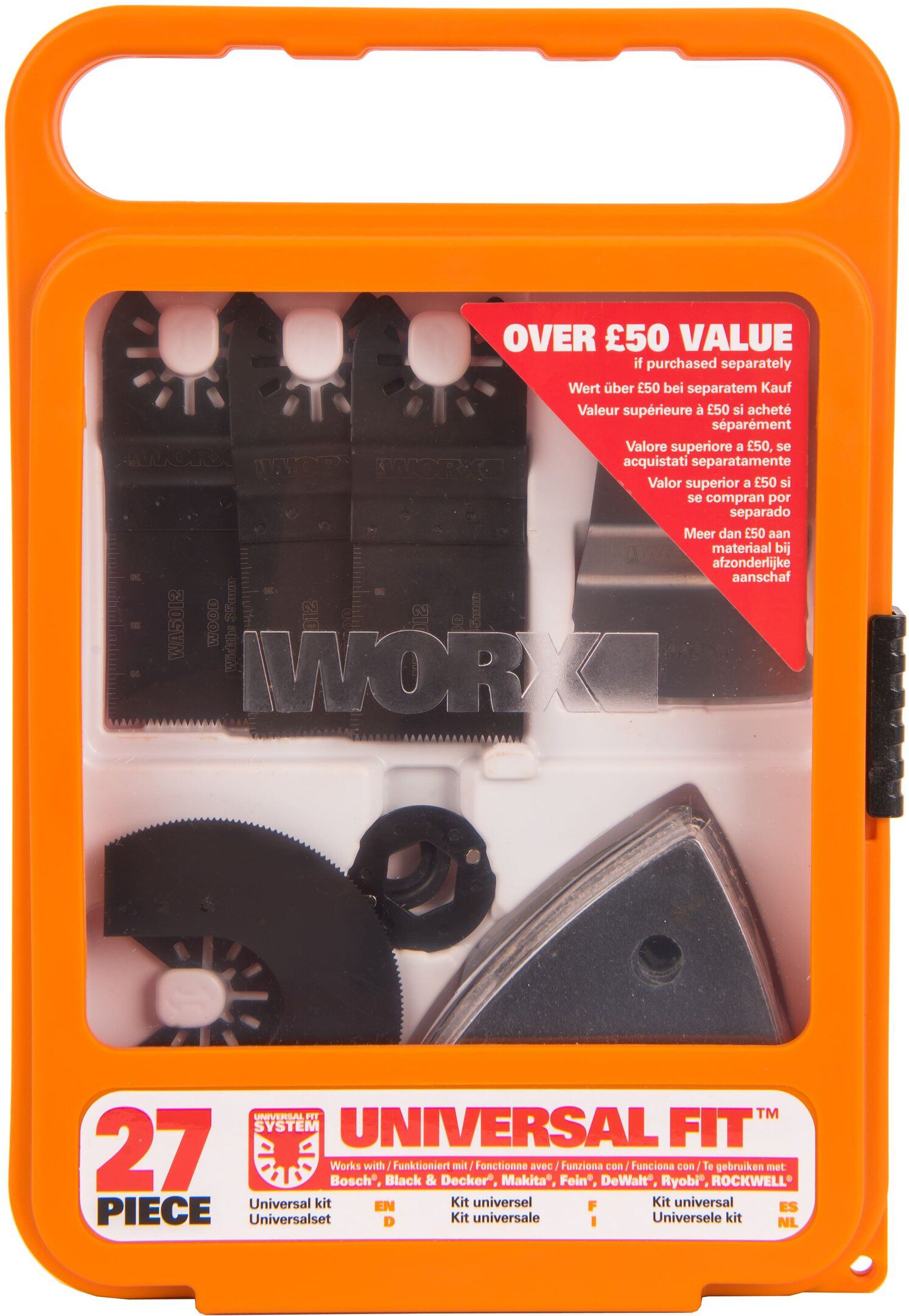 Изображение товара Набор для обработки WORX WA5700 27 шт - сменные насадки для вибрационной шлифмашины