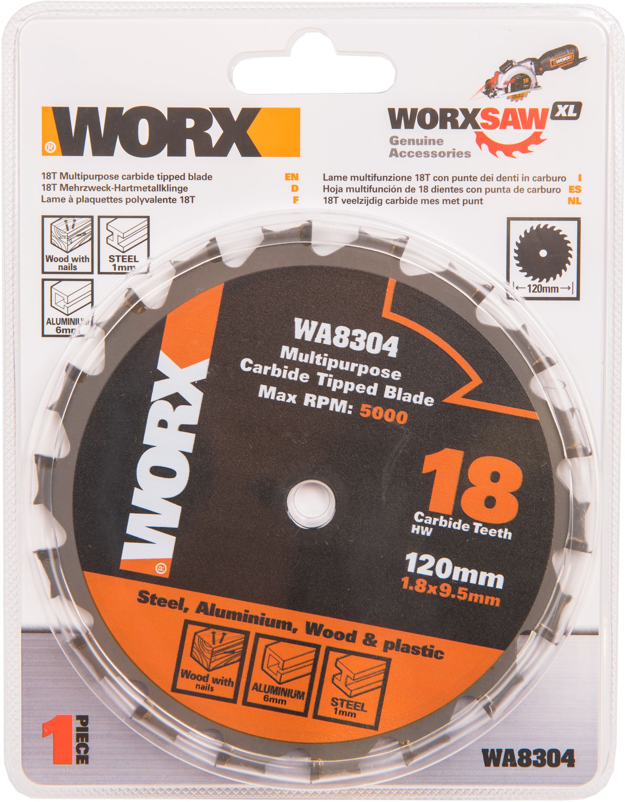 Изображение товара Универсальный пильный диск WORX WA8304 120 мм для дерева алюминия и стали