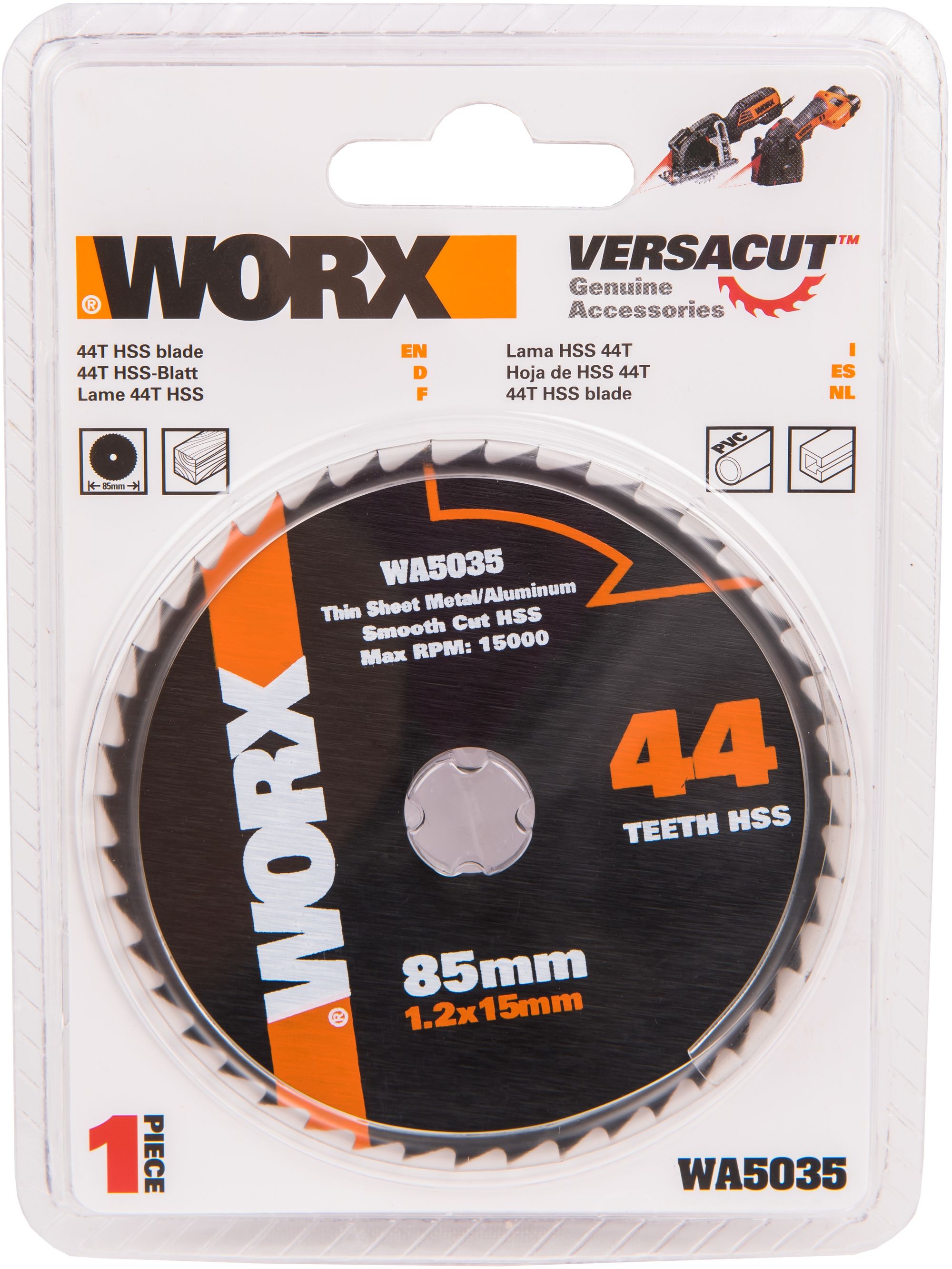 Изображение товара Пильный диск по металлу WORX WA5035 44T HSS диаметр 85 мм