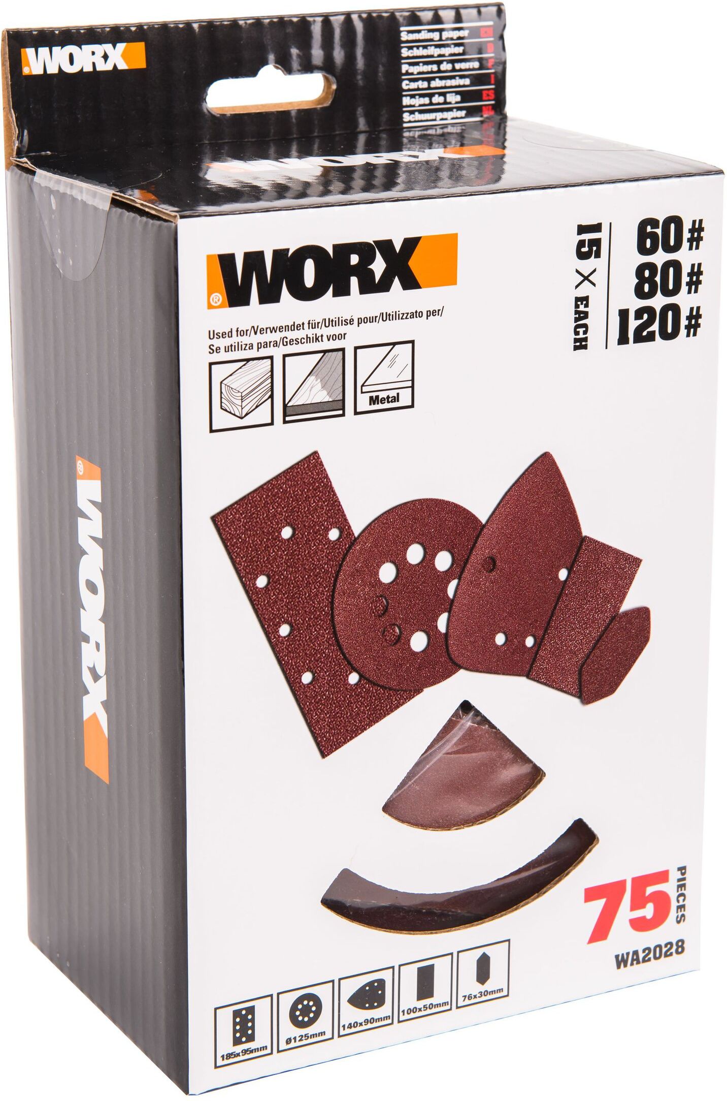 Изображение товара Набор шлифвальный WORX WA2028 75 шт для обработки древесины