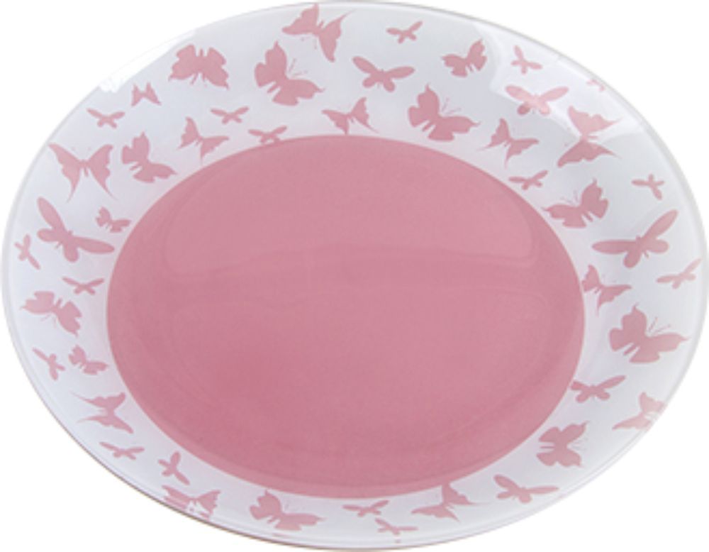 Изображение товара Тарелка обеденная NINA GLASS стеклянная 30 см розовый/белый