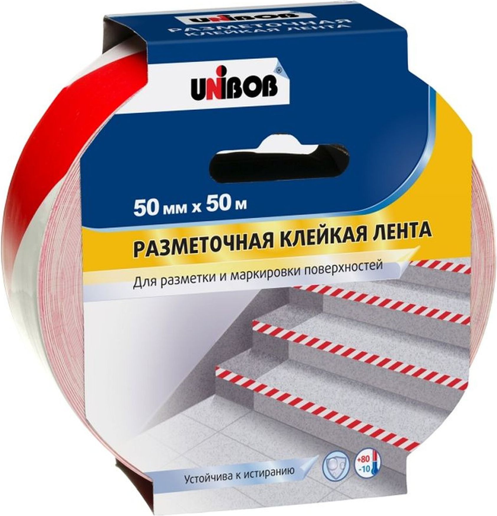 Изображение товара Сигнальная лента UNIBOB 50 мм х 50 м красно-белая