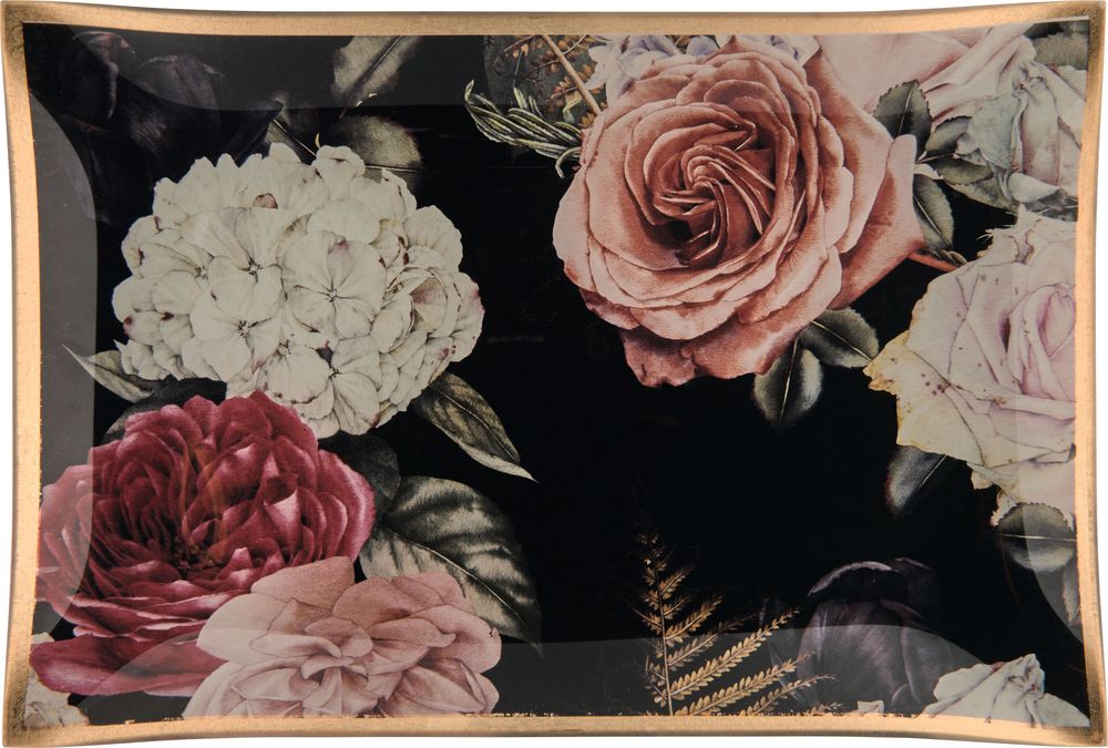 Изображение товара Блюдо стеклянное розы 21,5x14,5 см