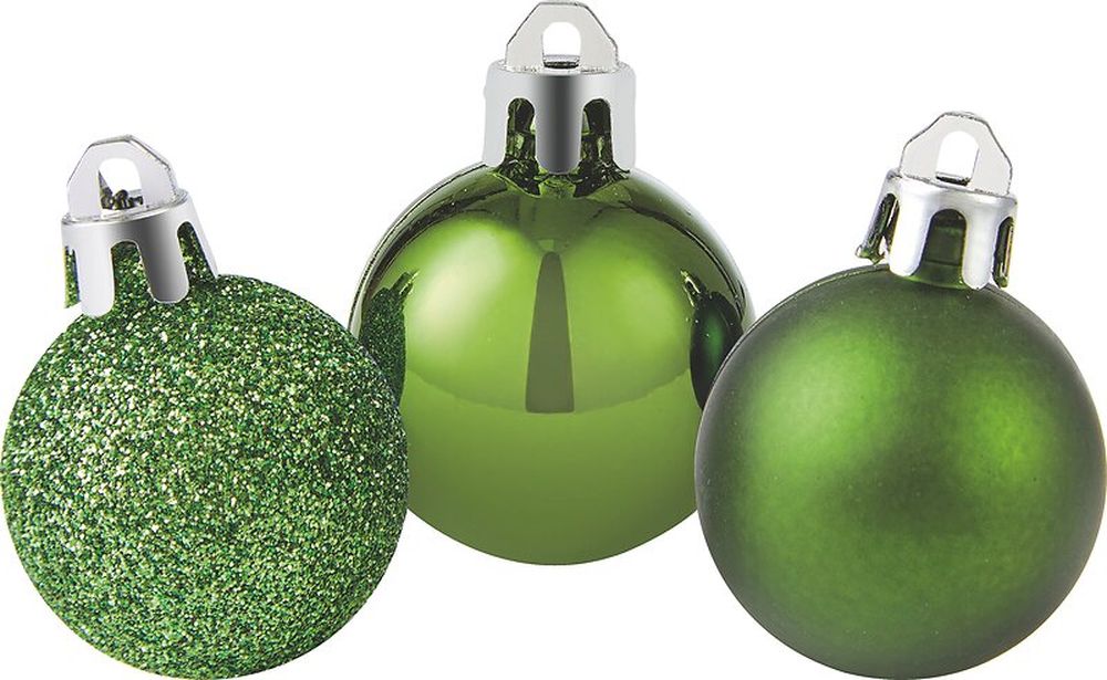 Изображение товара Набор новогодних шаров зеленых 3 см 27 шт - украшения для елки и интерьера