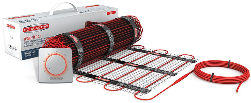 Изображение товара Комплект теплого пола с терморегулятором AC ELECTRIC ACМM 2-150-7 7 кв.м монтаж в плиточный клей