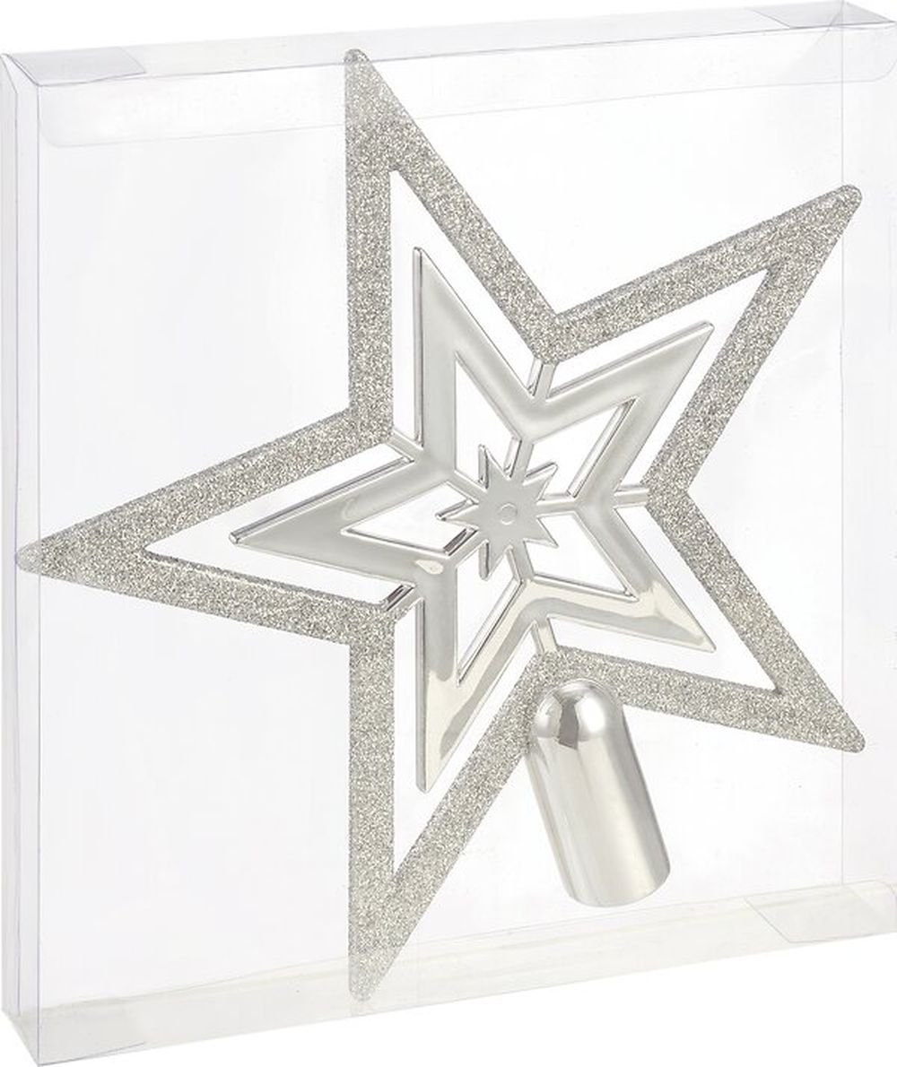 Изображение товара Верхушка на ель в виде серебристой звезды 19,5 см новогоднее украшение