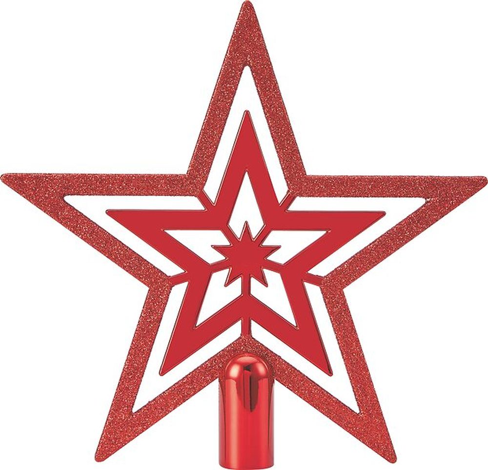 Изображение товара Верхушка на елку в форме звезды красная 19,5 см для новогодней елки
