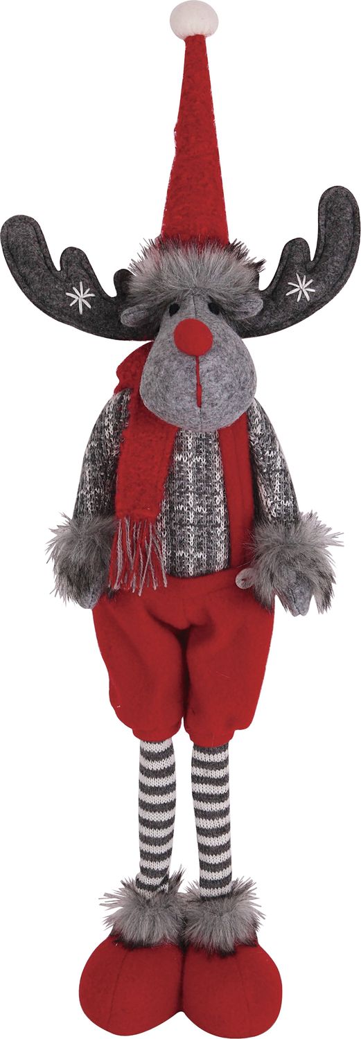 Изображение товара Игрушка новогодняя олень красный/серый 43 см