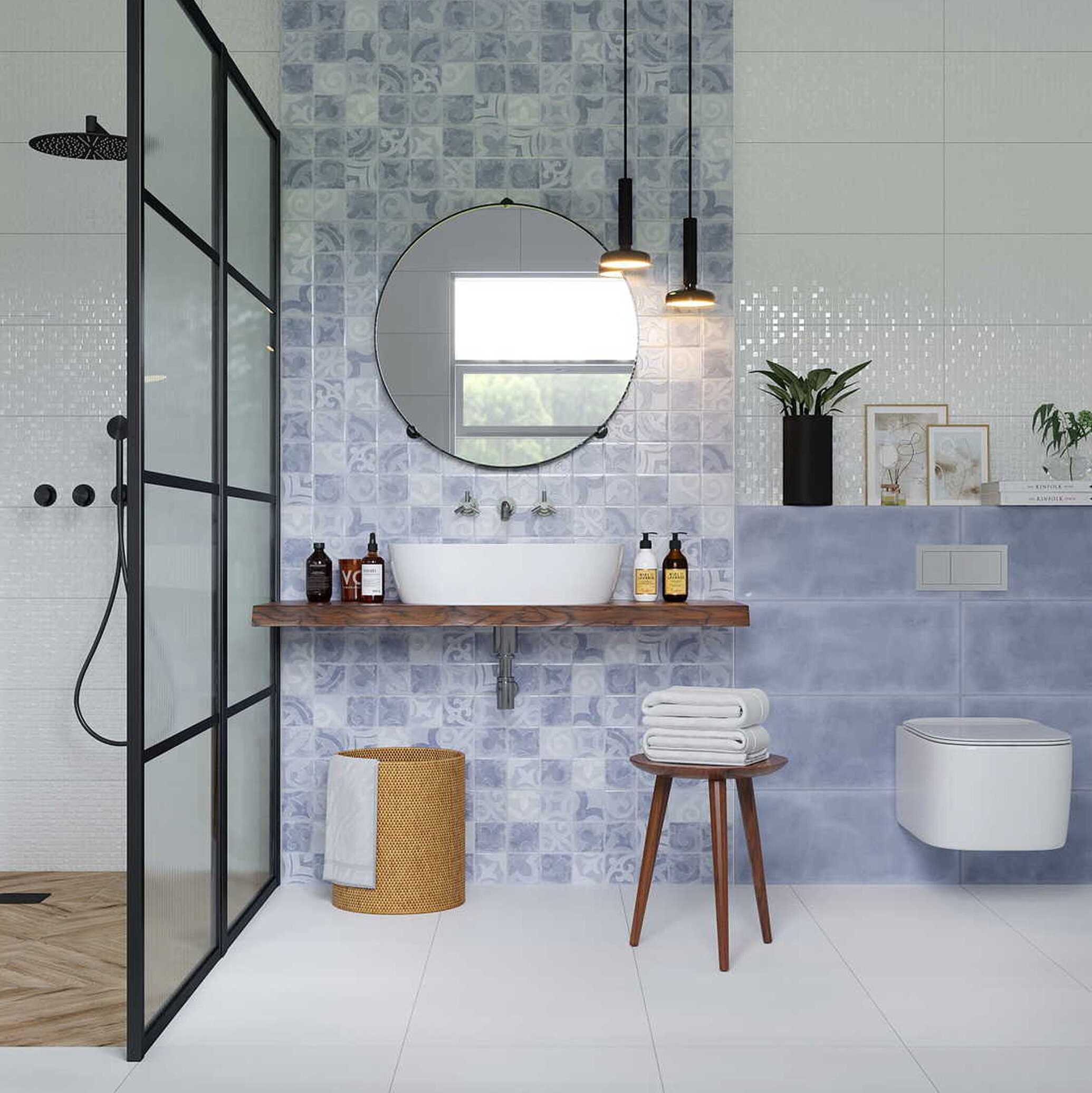 Изображение товара Плитка керамическая Gracia Ceramica Folk Blue 25x60 см 1,2 м² для стен