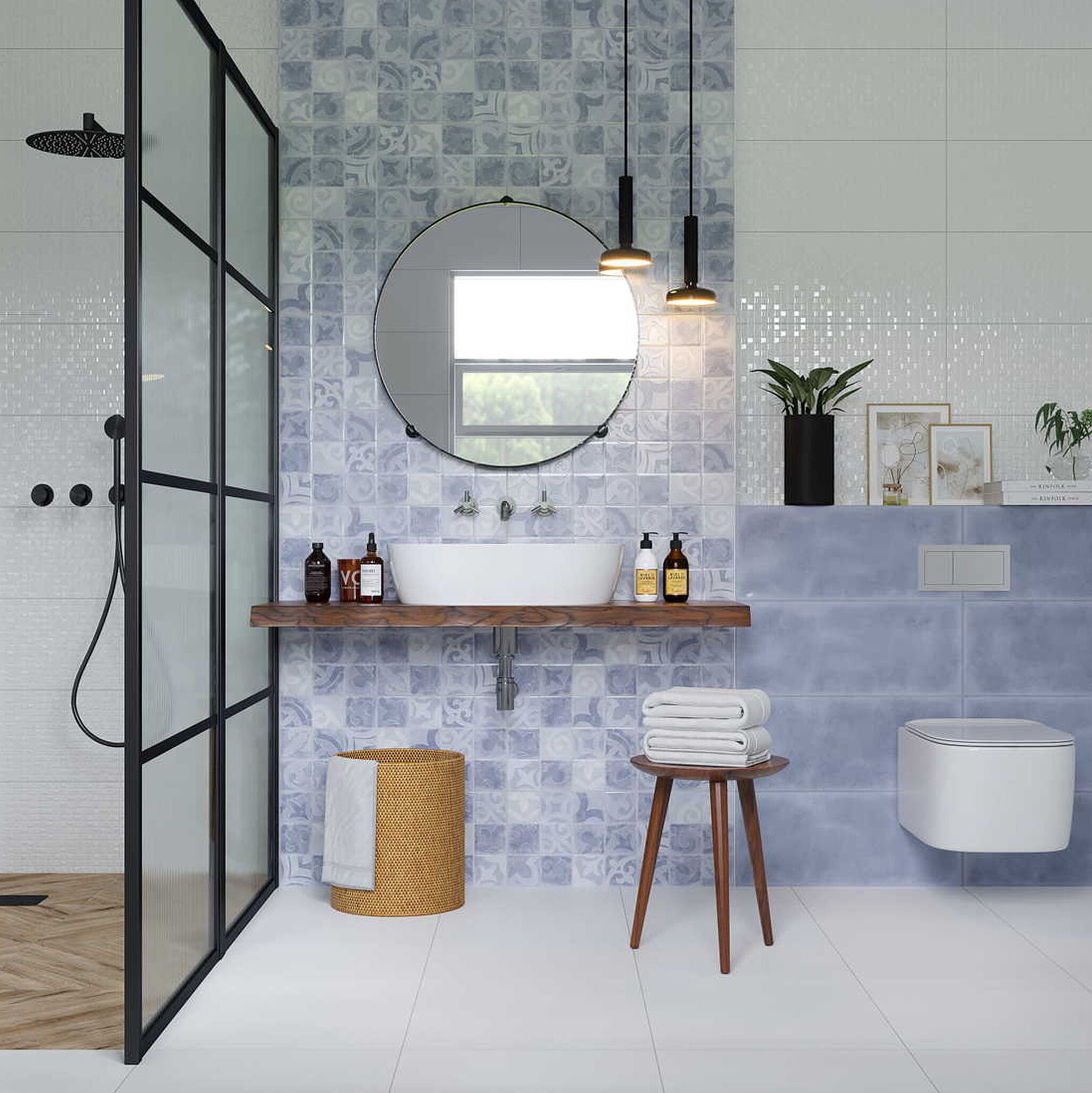 Изображение товара Декор для стен из керамики Gracia Ceramica Folk Blue2 25x60 см, 1,2 м²