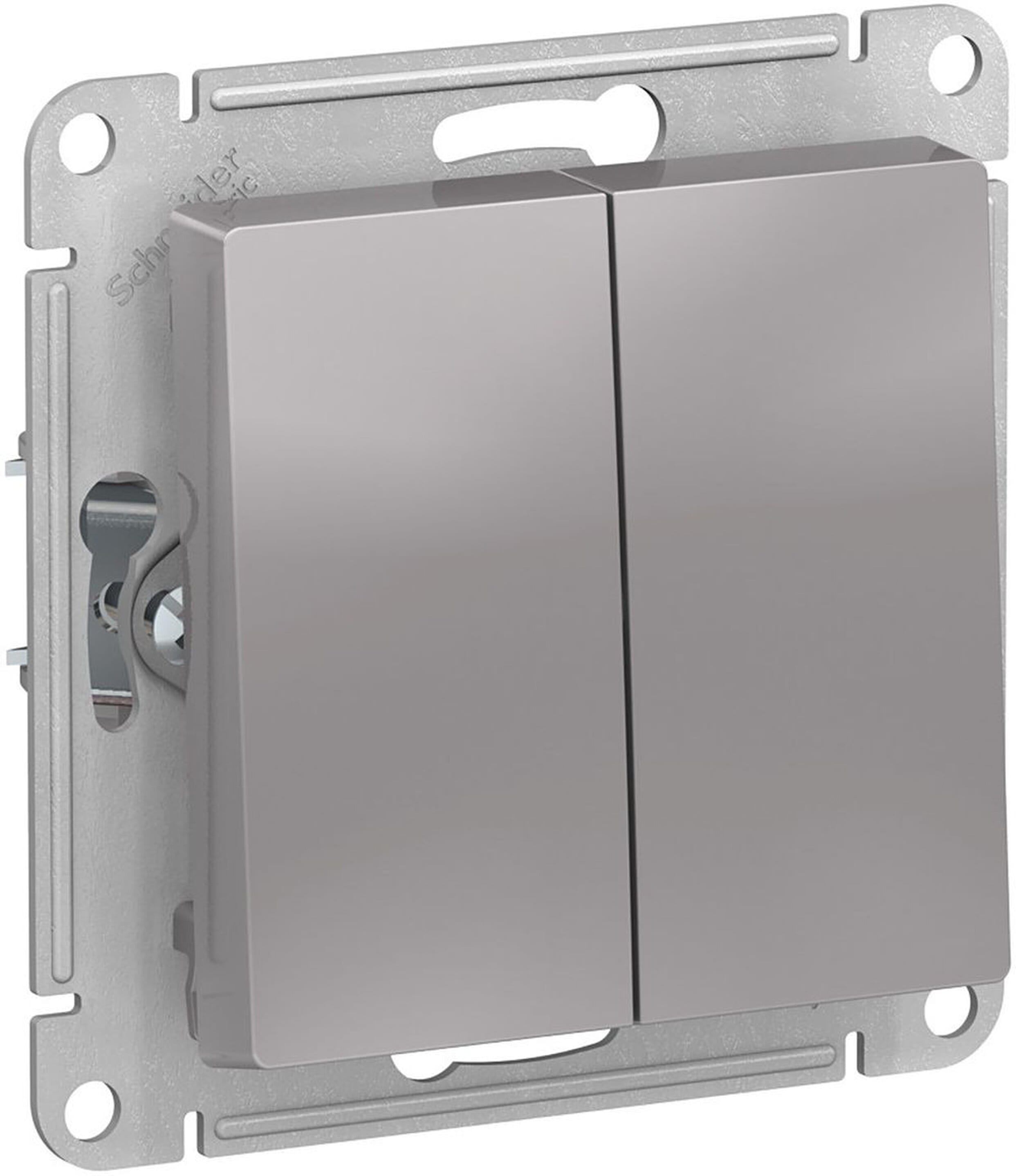 Изображение товара Выключатель 2-клавишный Schneider Electric Atlas Design алюминий