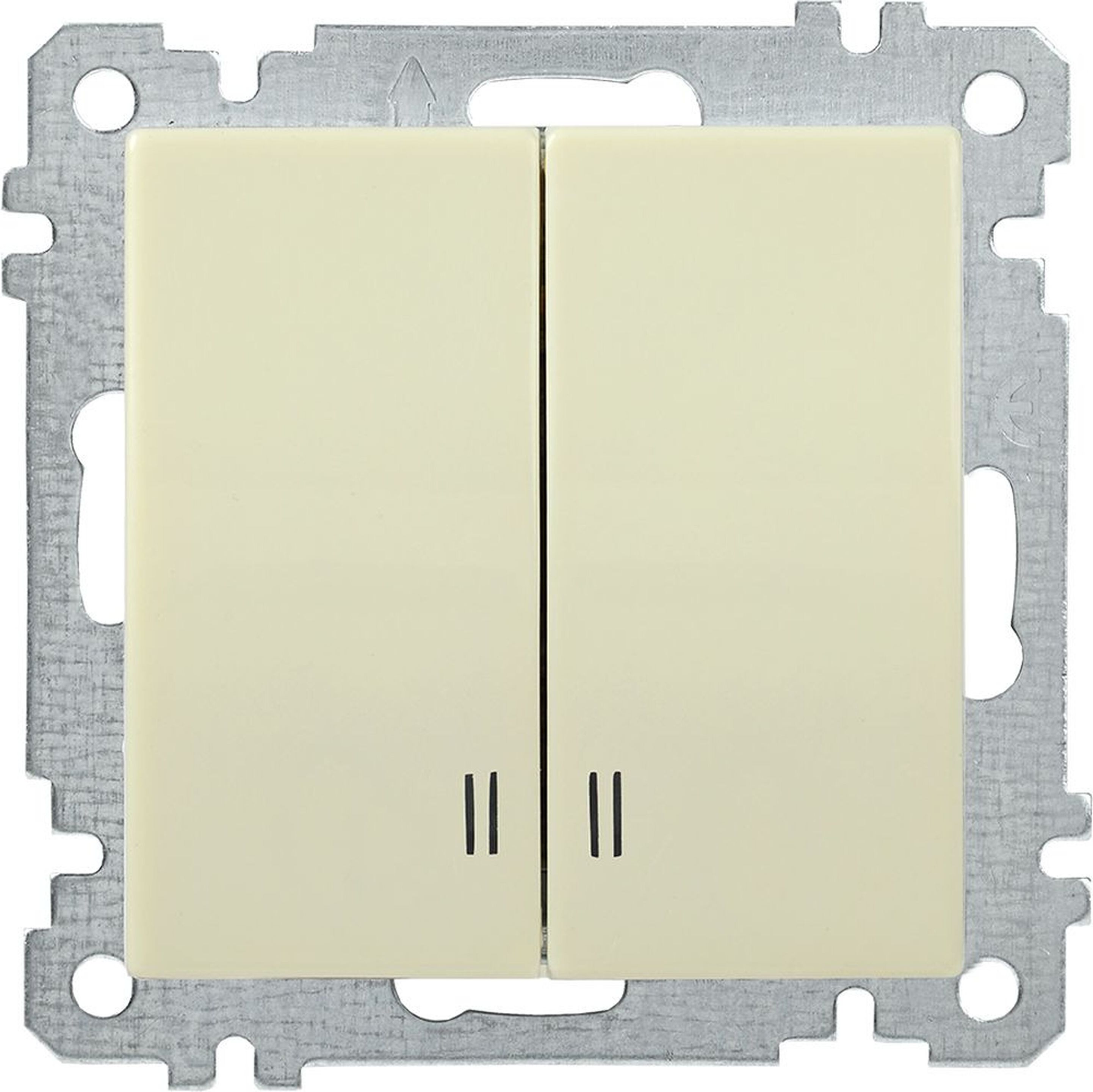 Изображение товара Выключатель 2-клавишный IEK BOLERO EVB21-K33-10 кремовый