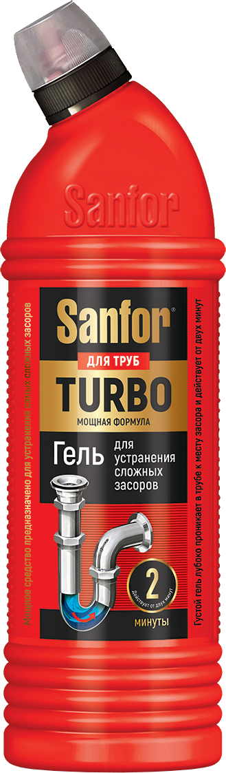 Изображение товара Средство для устранения засоров труб Sanfor Turbo 750 г