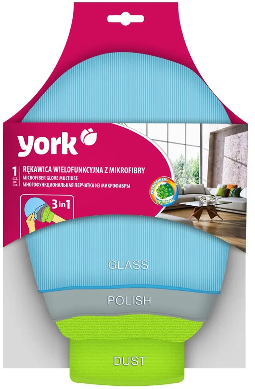 Изображение товара Салфетка-перчатка YORK 28x20 см микрофибра для уборки