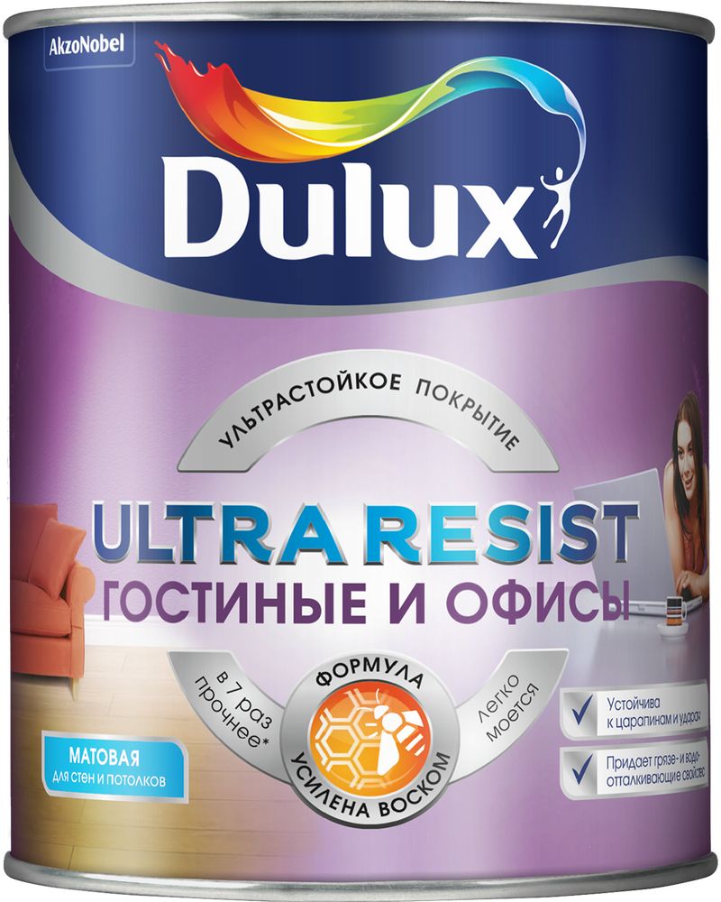 Изображение товара Краска интерьерная Dulux Ultra Resist матовая BC 0,9 л