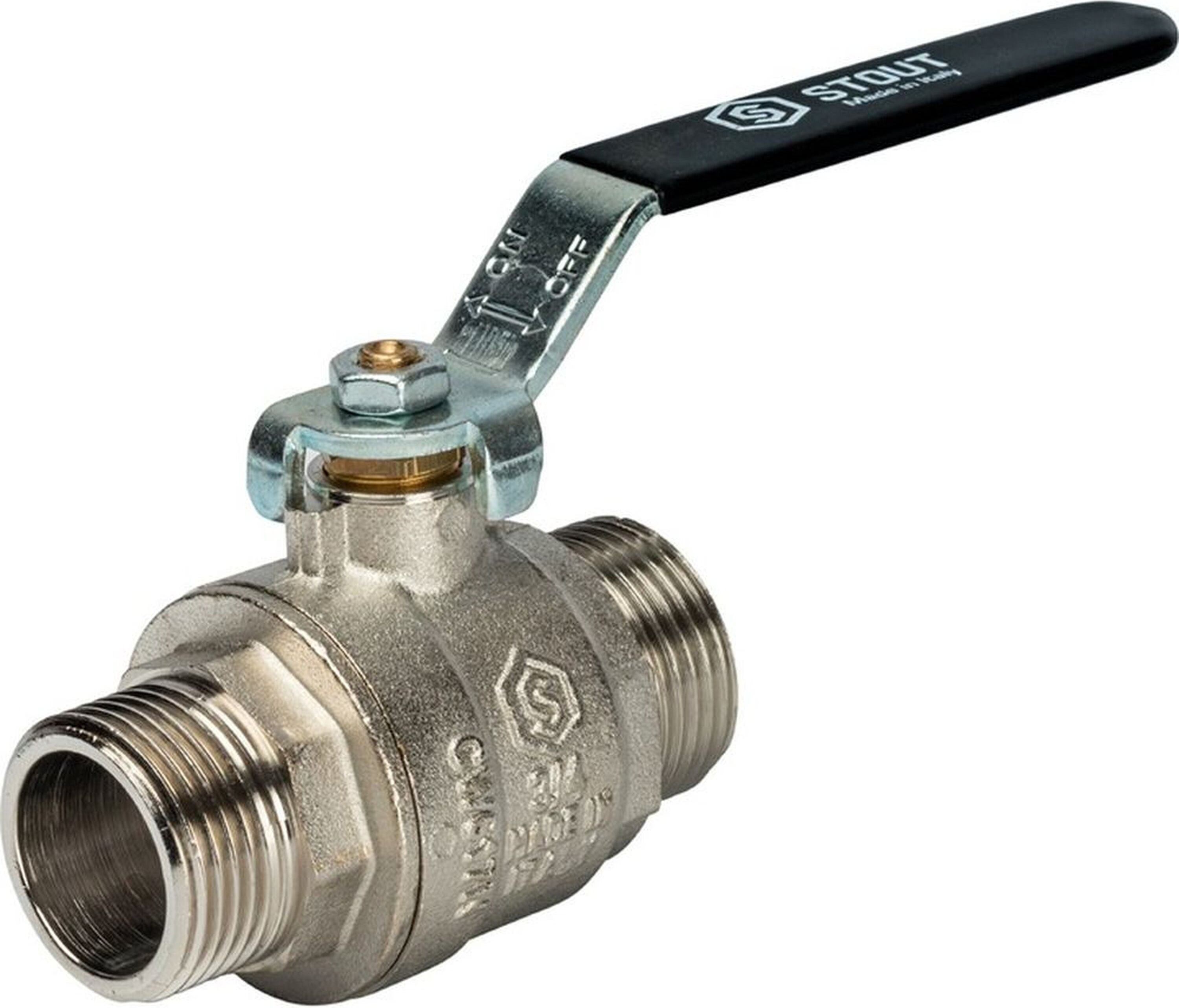 Изображение товара Кран латунь никелированная STOUT 3/4" 20 мм для водопровода, прямой, надземный