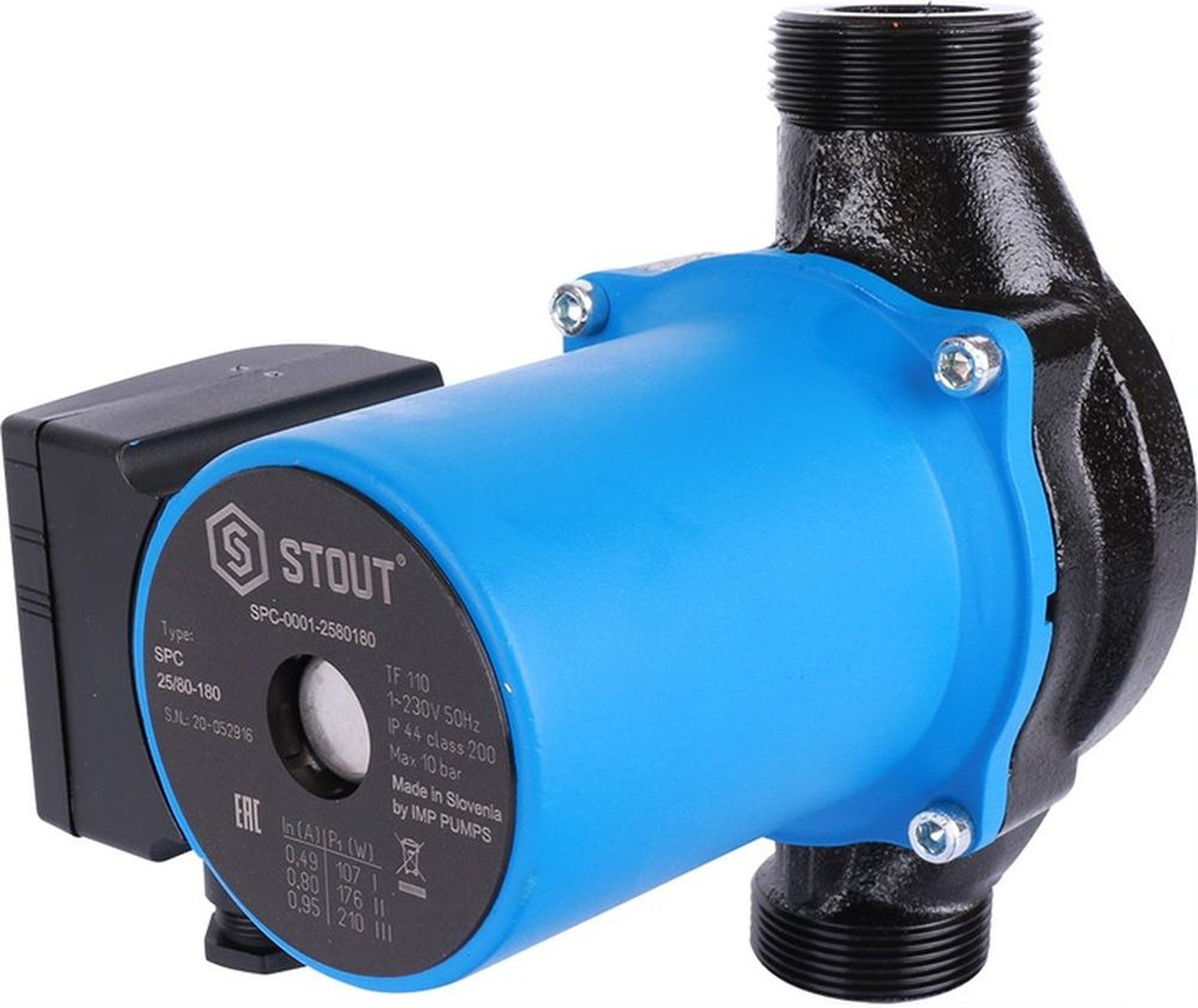 Изображение товара Циркуляционный насос STOUT SPC-0001-2580180, трехскоростной, чугунный, для отопления