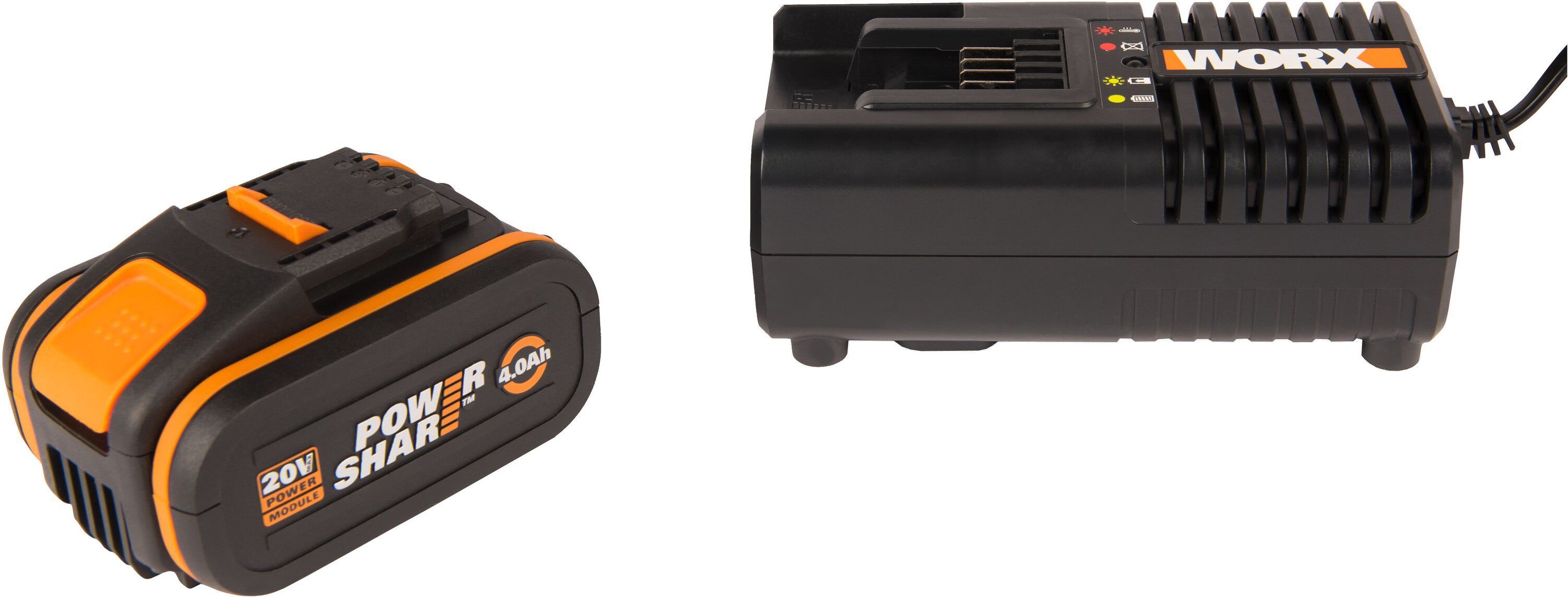 Изображение товара Комплект аккумулятор и зарядное устройство Worx WA3604 20 В 2 А оригинал