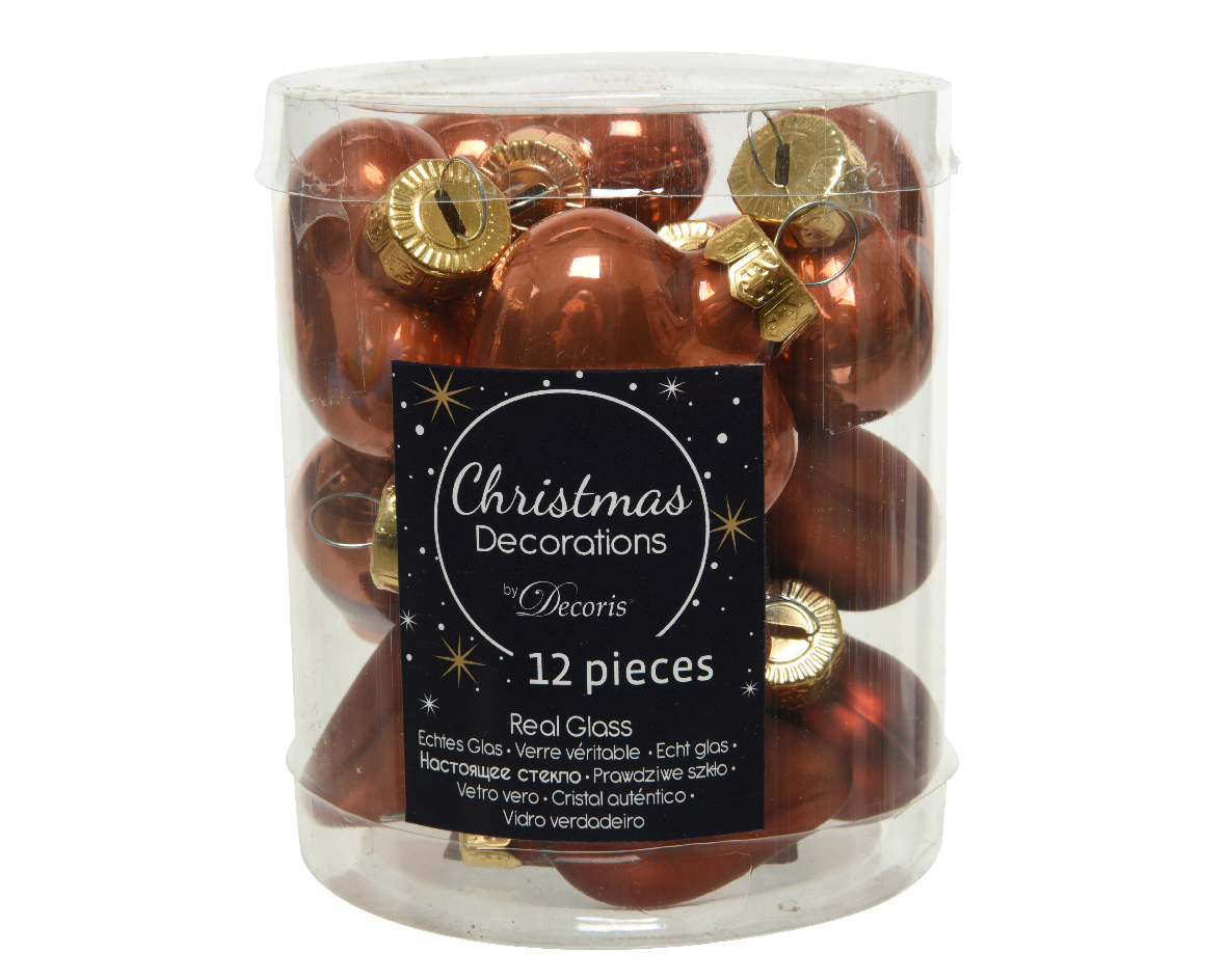 Изображение товара Набор ёлочных игрушек Сердца №1 Decoris коричневые 6 см 12 шт