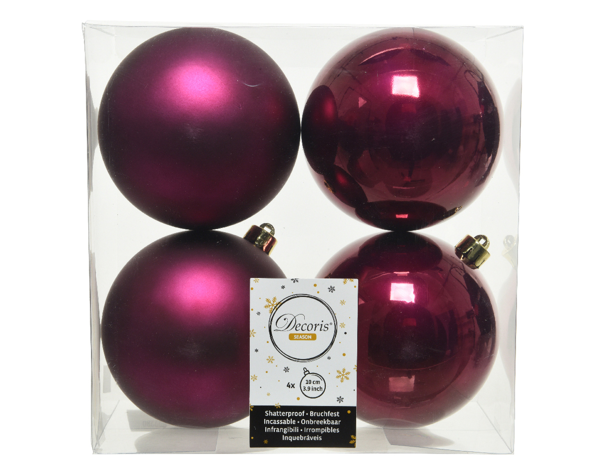 Изображение товара Набор новогодних шаров Decoris 10 см 4 шт для елки интерьера новогодние украшения