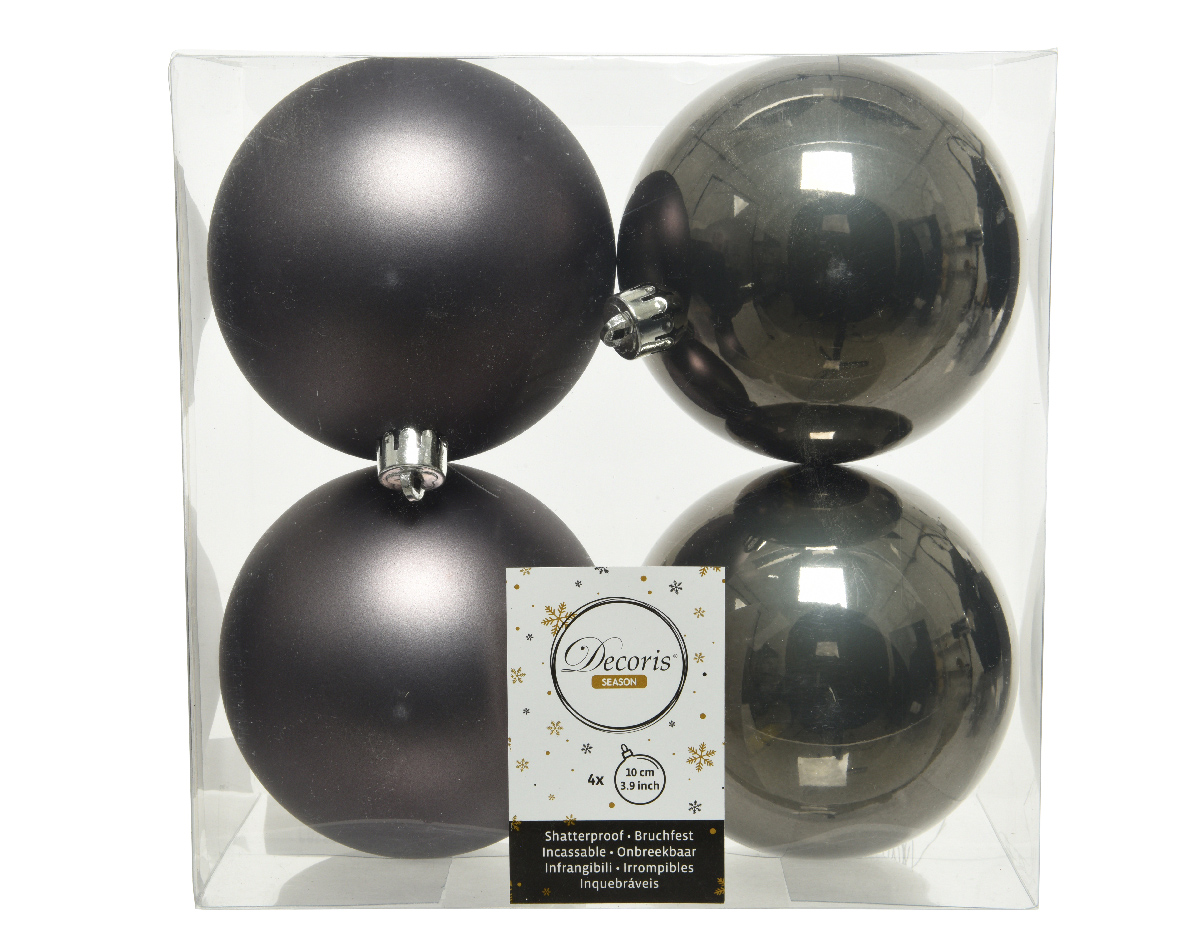 Изображение товара Набор новогодних шаров Decoris серые 10 см 4 шт