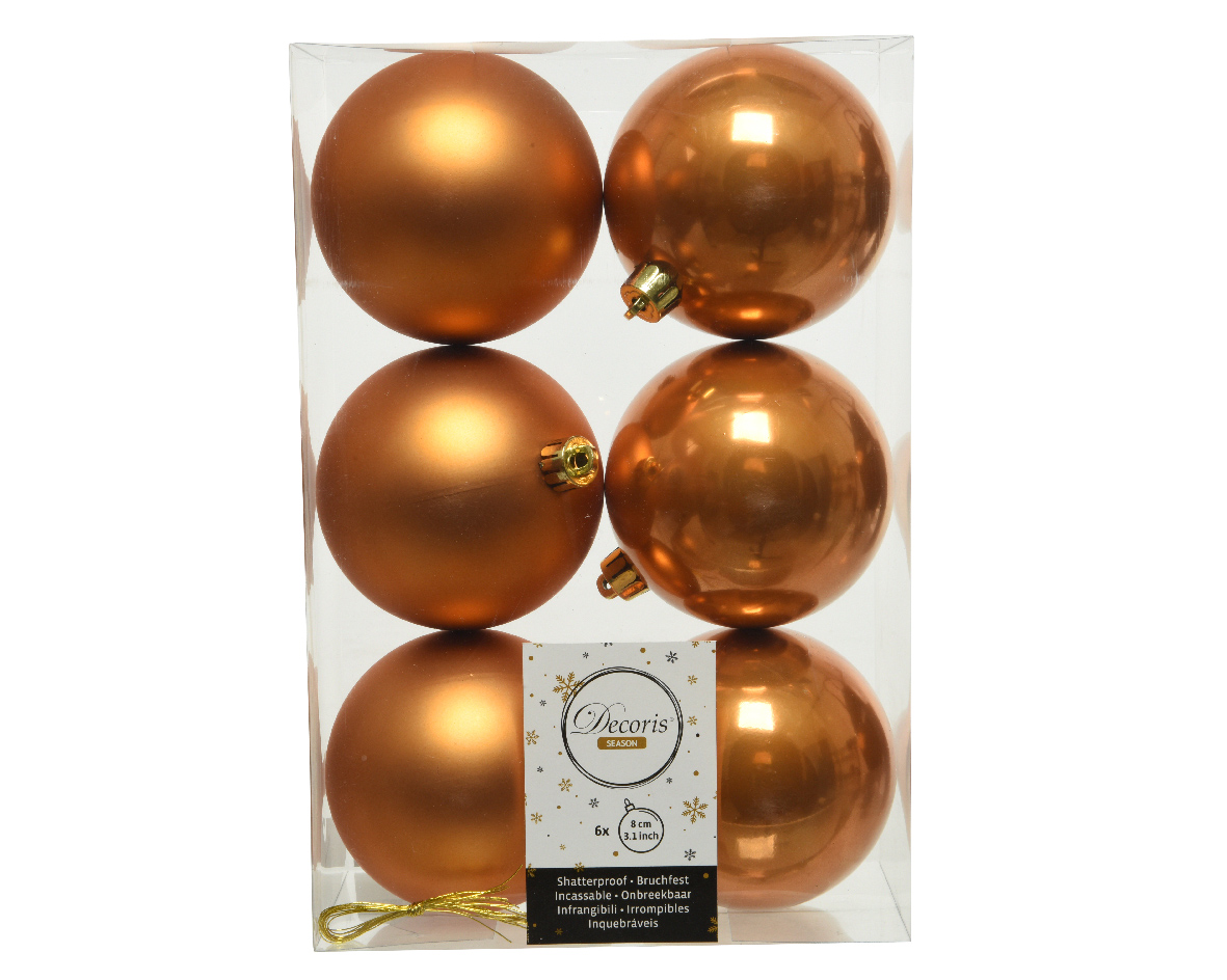 Изображение товара Набор новогодних шаров Decoris 8 см 6 шт елочные украшения для праздничного интерьера