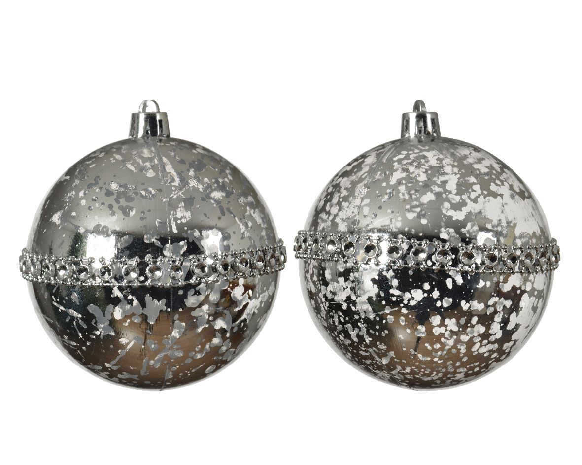 Изображение товара Новогодний шар Decoris серебристый 8 см набор елочных украшений