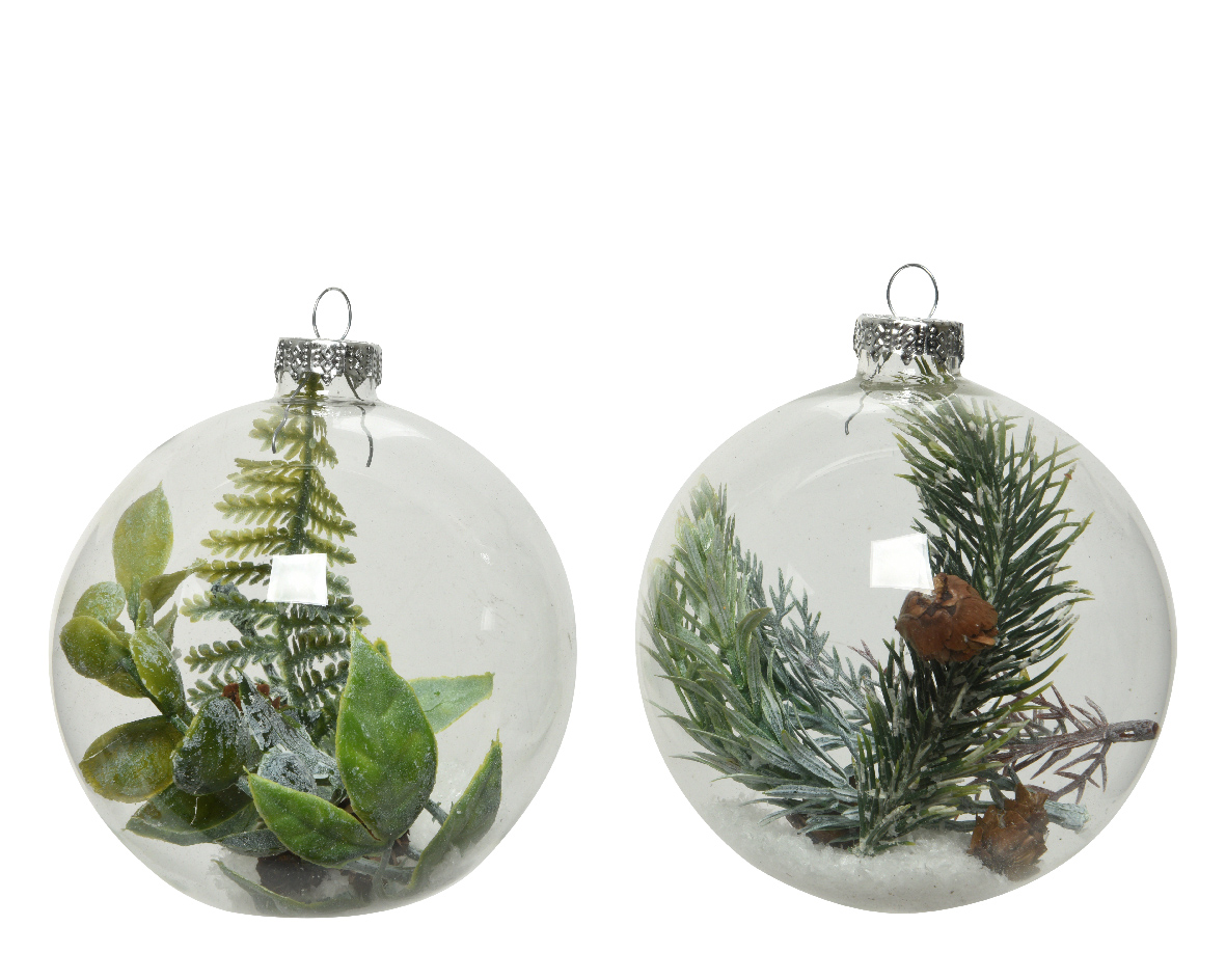 Изображение товара Новогодний стеклянный шар с шишкой D10 см для елочных украшений