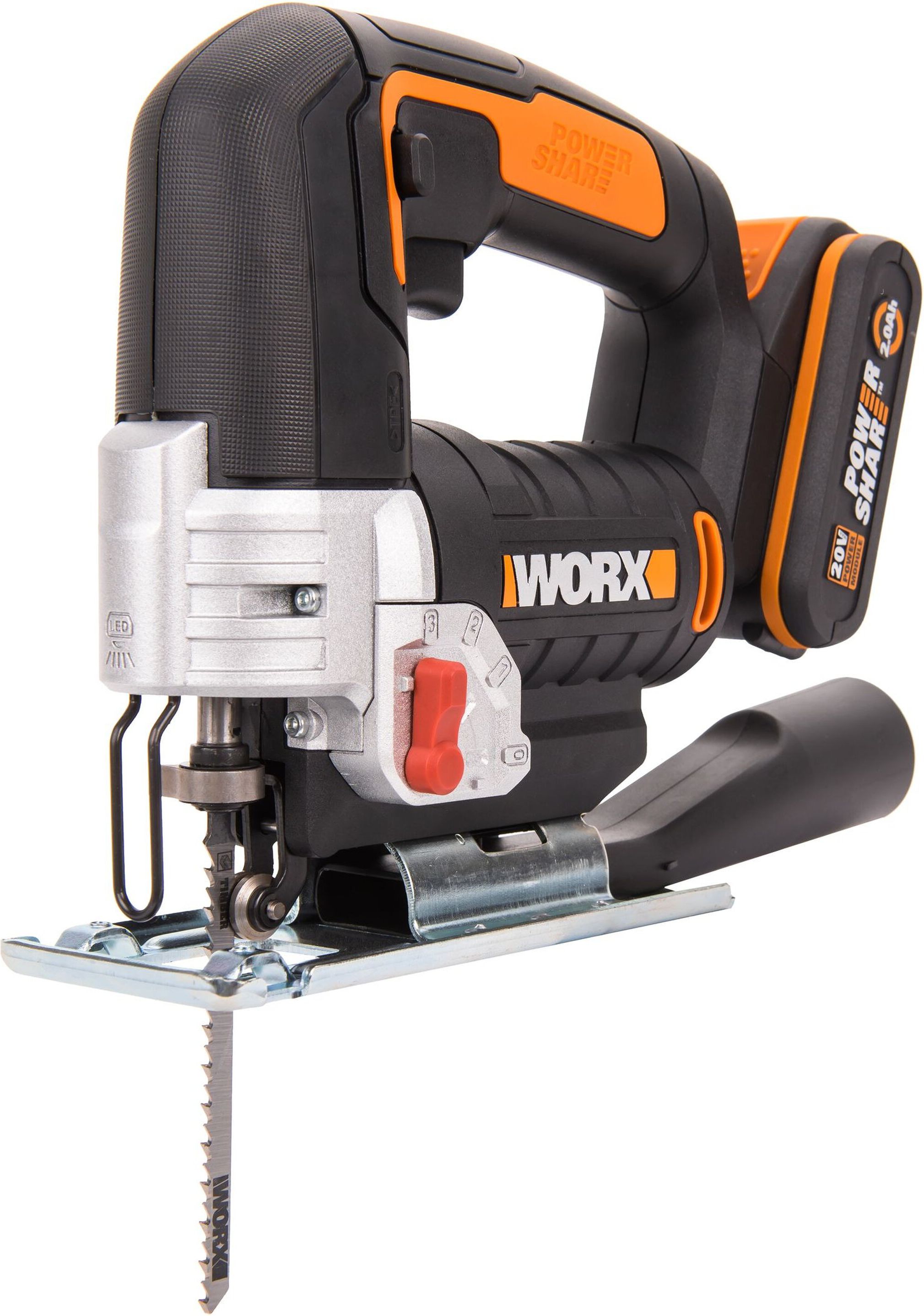 Изображение товара Аккумуляторный лобзик WORX WX543 20 В с регулируемой скоростью и пылесосом
