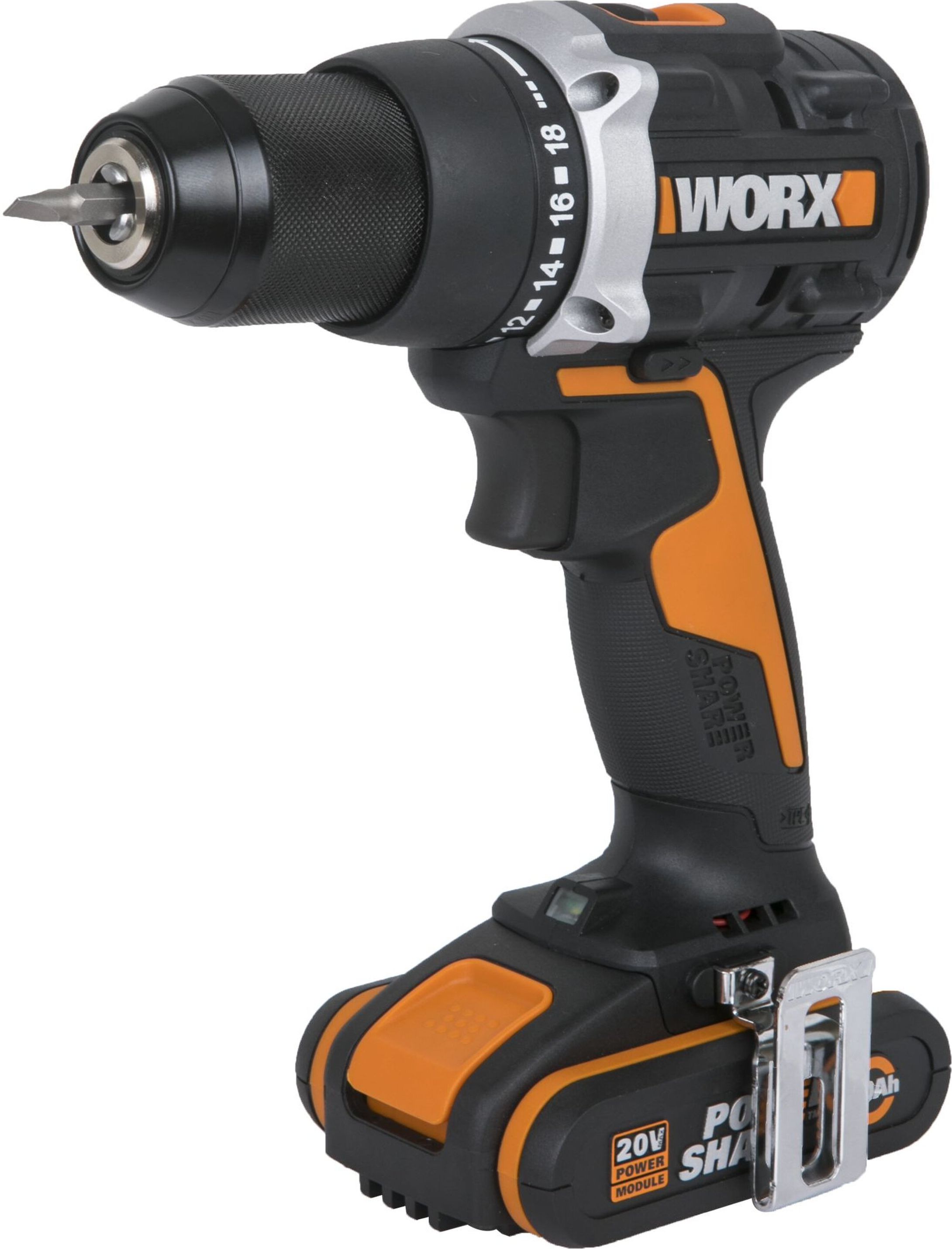 Изображение товара Аккумуляторная дрель-шуруповерт WORX WX102 20В бесщеточный двигатель, кейс