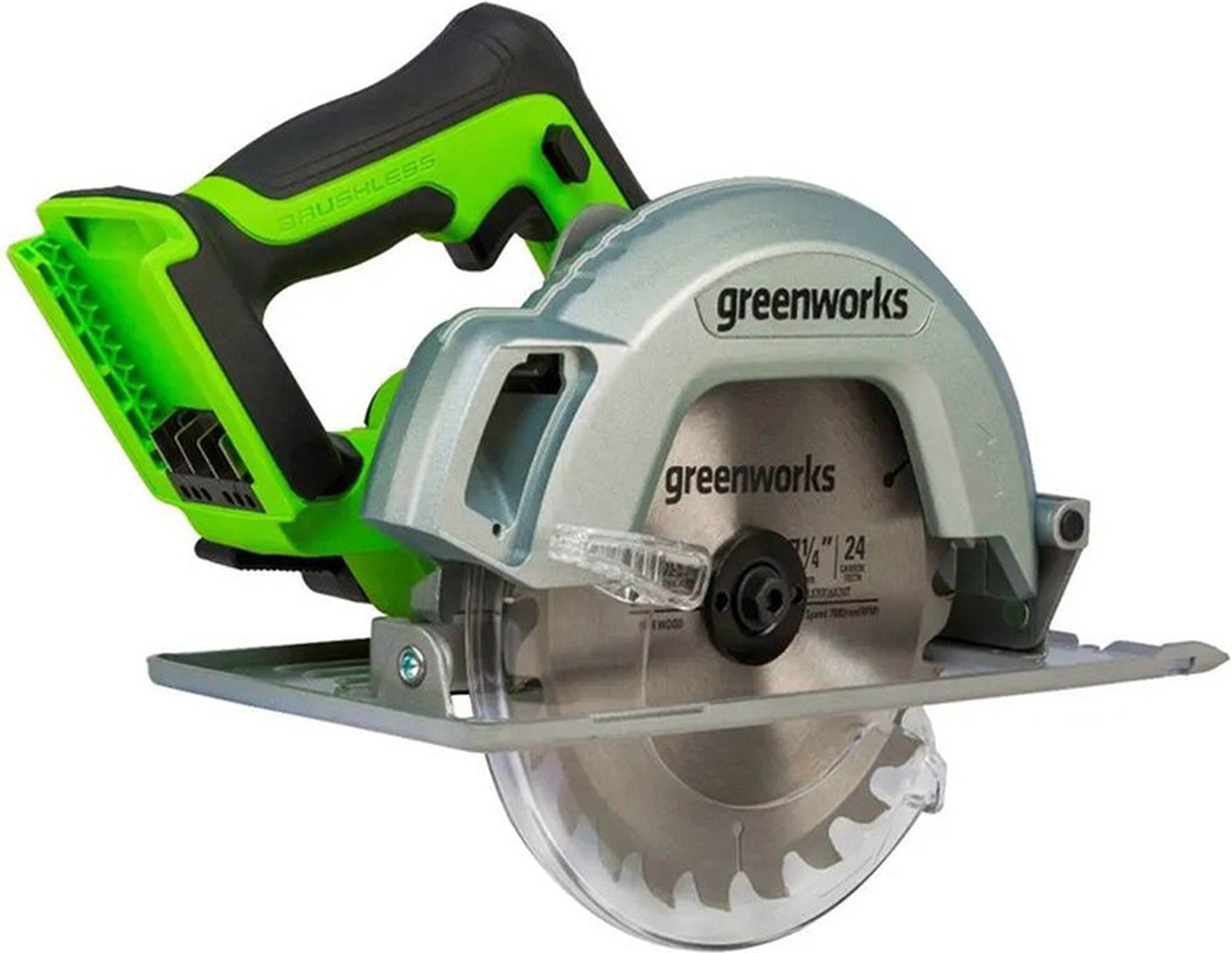 Изображение товара Аккумуляторная циркулярная пила Greenworks GD24CS 24В с лазерной разметкой
