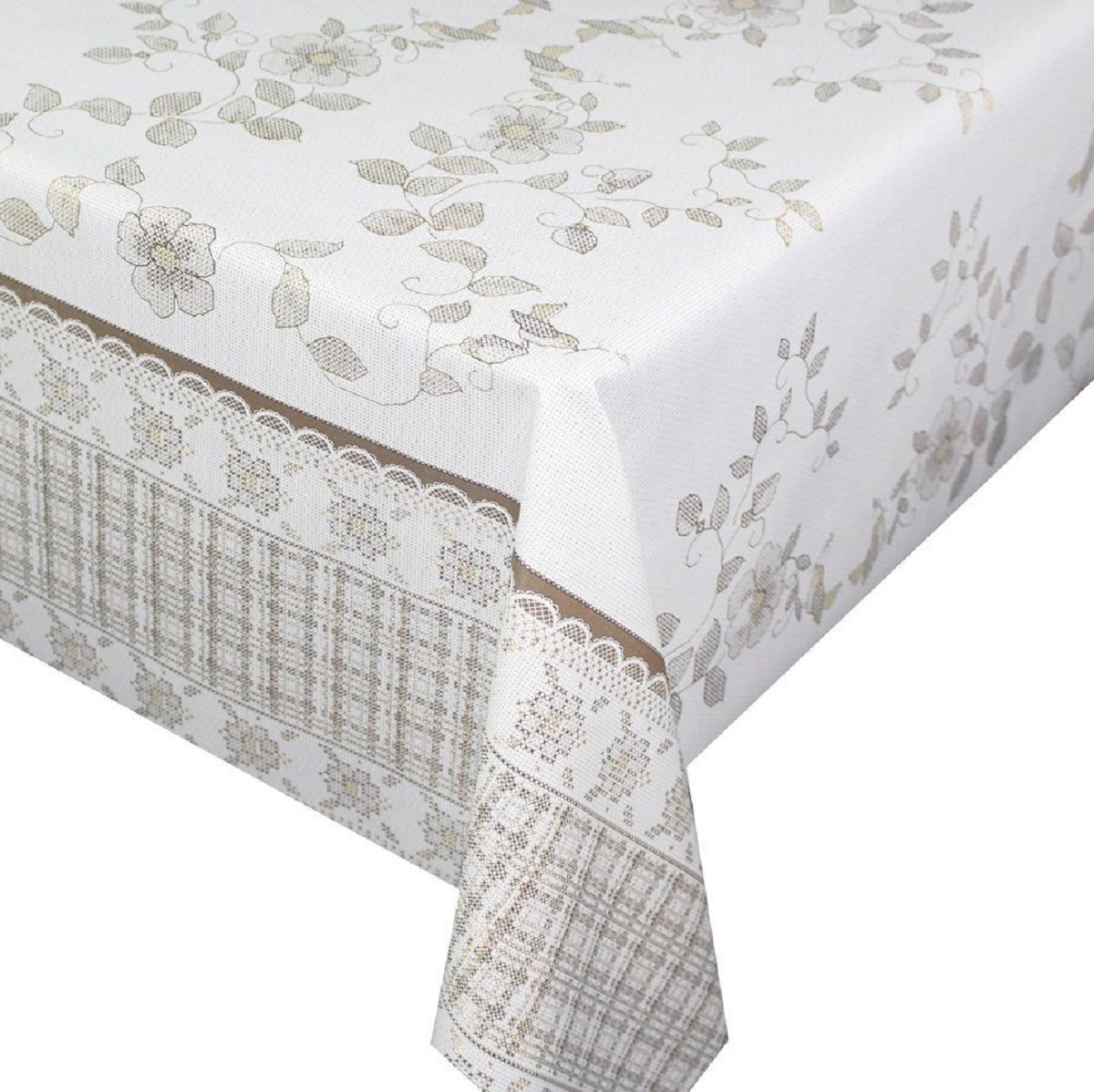 Изображение товара Клеенка Dasch Flora Мулине белая ПВХ 140 см в рулоне