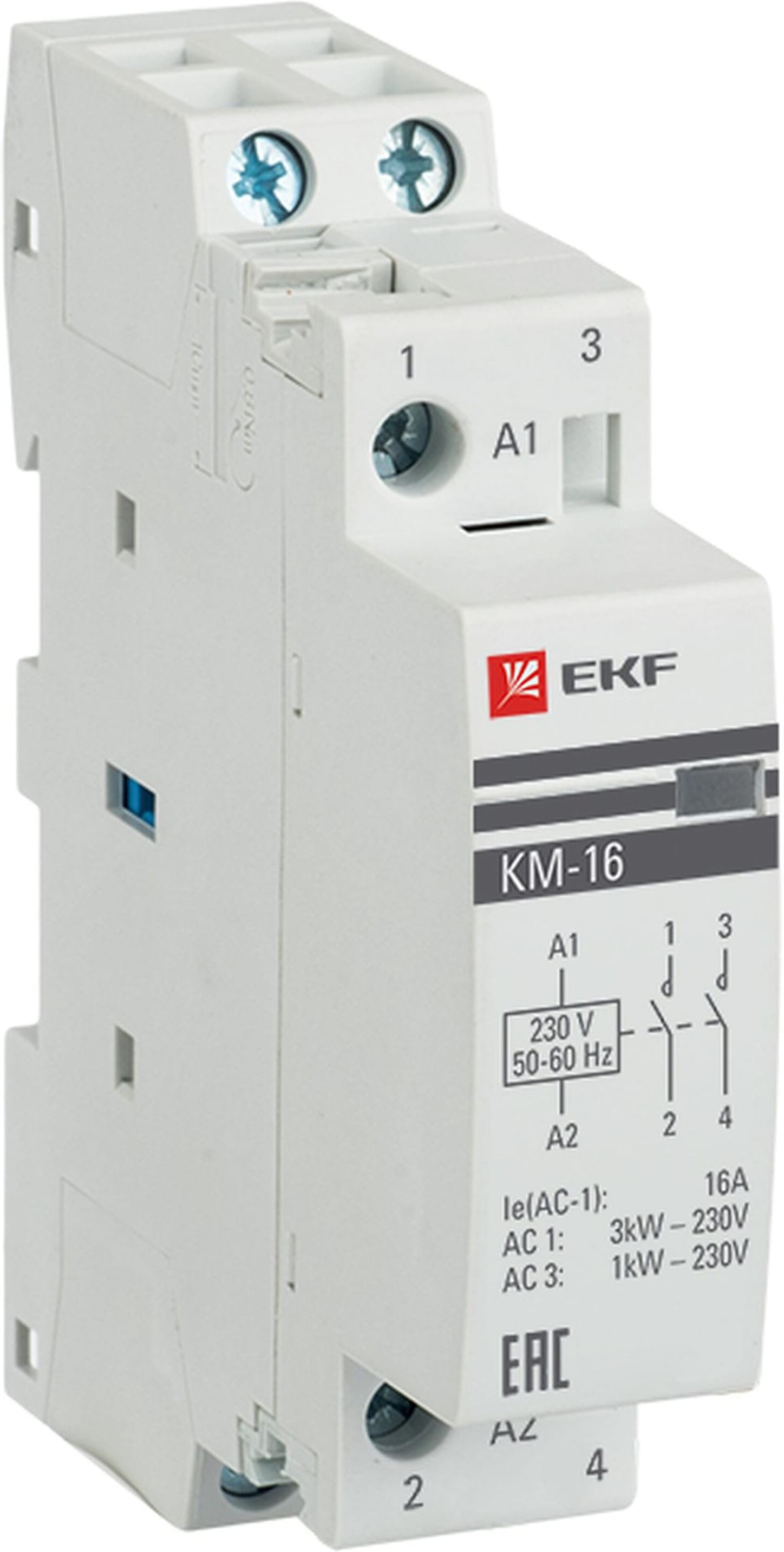 Изображение товара Модульный контактор EKF PROxima КМ 16А 2NО 1 полюс для бытовых систем