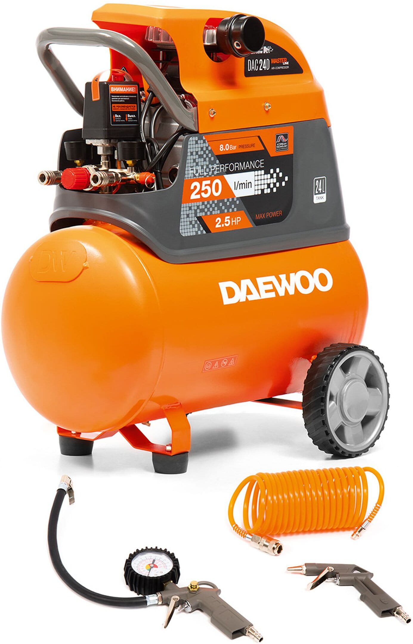 Изображение товара Компрессор поршневой масляный DAEWOO DAC 24D, 24 л, бытовой качество