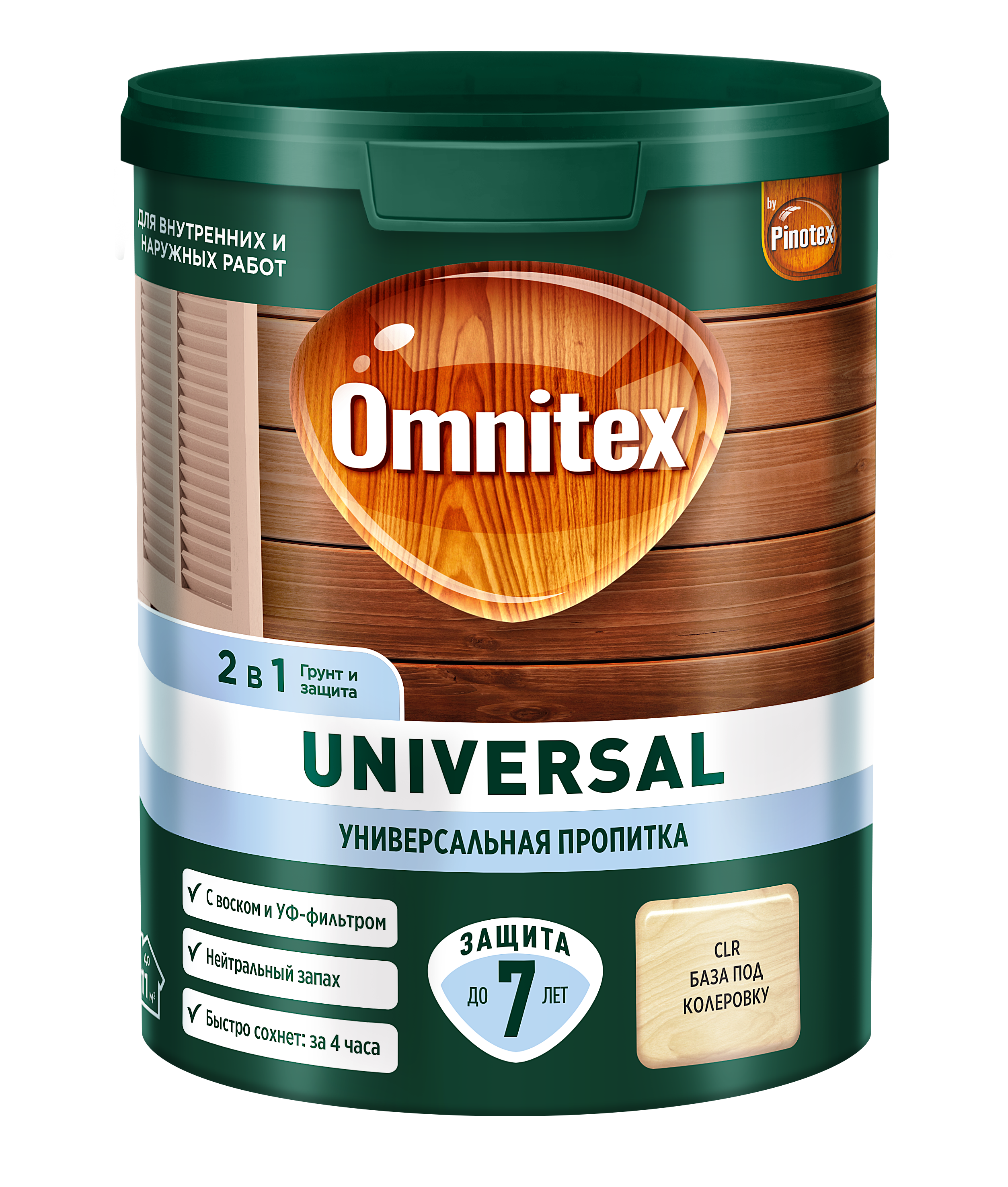 Изображение товара Защитная пропитка Pinotex Universal 0,9 л полуматовая для наружных и внутренних работ