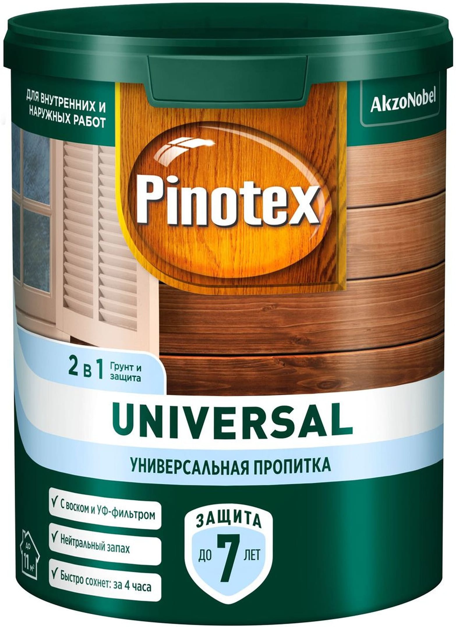 Изображение товара Защитная пропитка Pinotex Universal 0,9 л полуматовая для наружных и внутренних работ