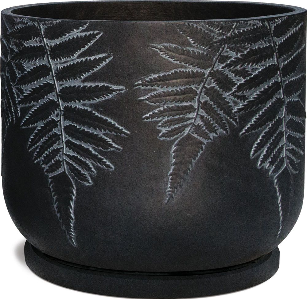 Изображение товара Горшок фибробетон vio черный D37 см 802163 - прочный и стильный садовый горшок