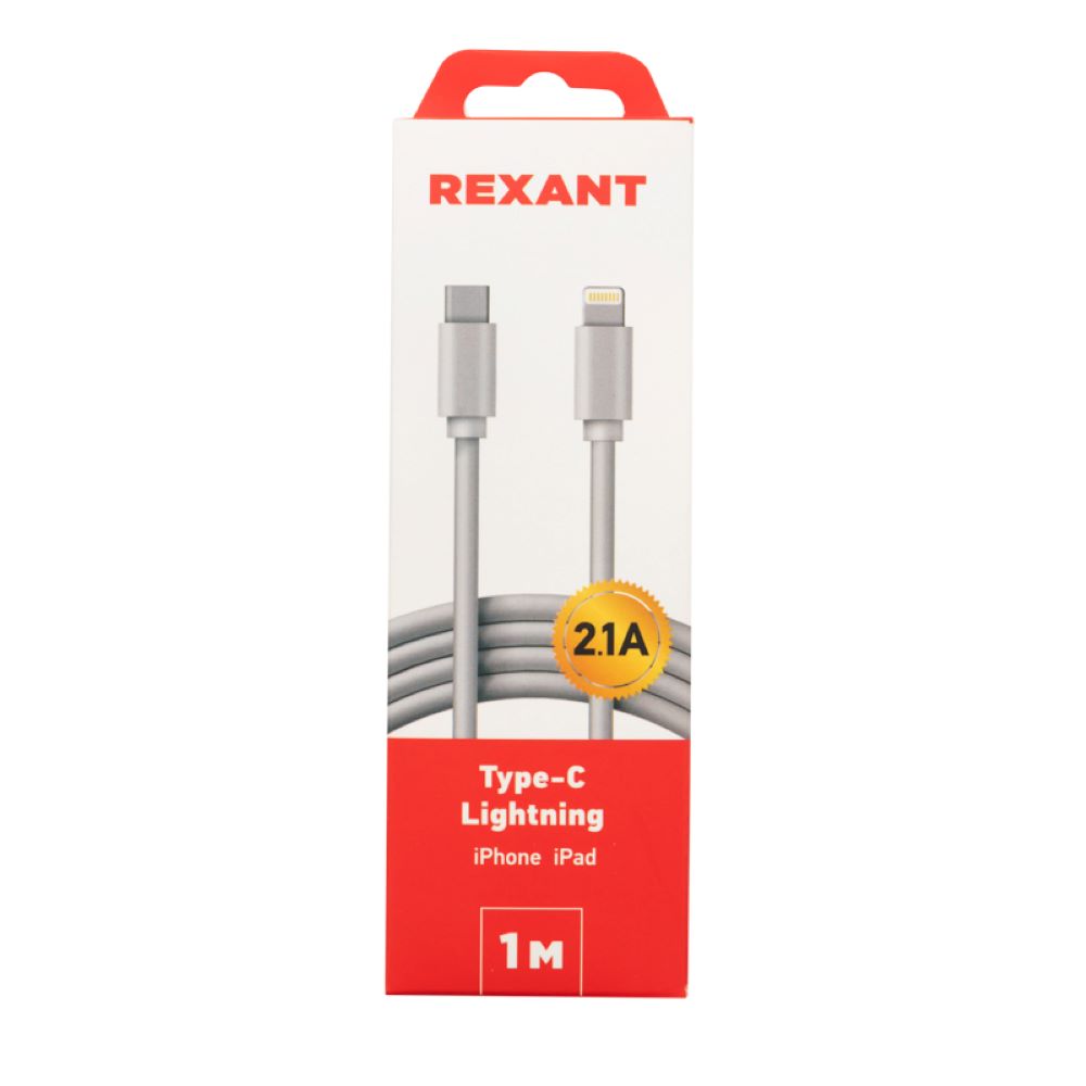 Изображение товара Кабель REXANT Type-C-Lightning 2A 1 м белый для зарядки и передачи данных