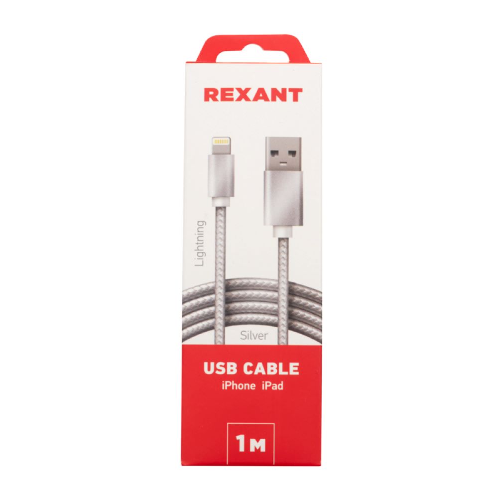 Кабели для зарядки телефонов REXANT Кабель REXANT USB-Lightning 1 м серебристый