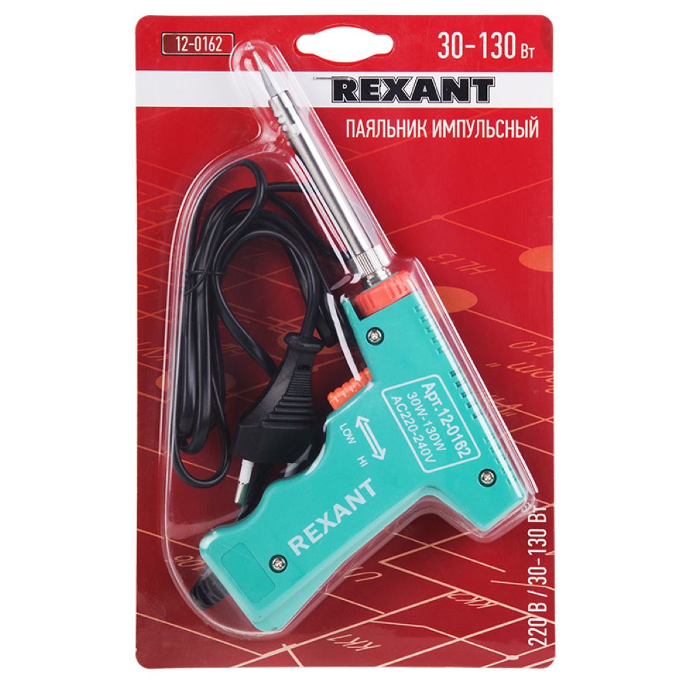 Изображение товара Паяльник-пистолет импульсный REXANT 130 Вт для пайки и монтажа