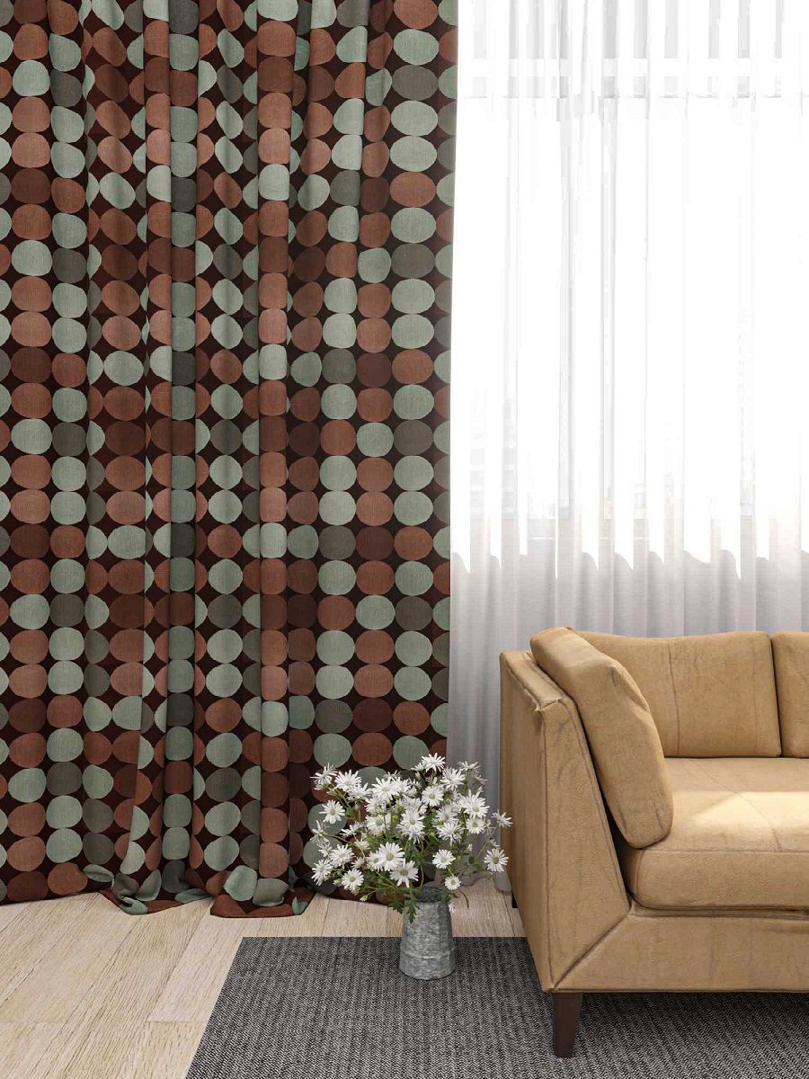 Изображение товара Портьерная штора RONDO 140x280 см бирюзовая классическая из полиэстера