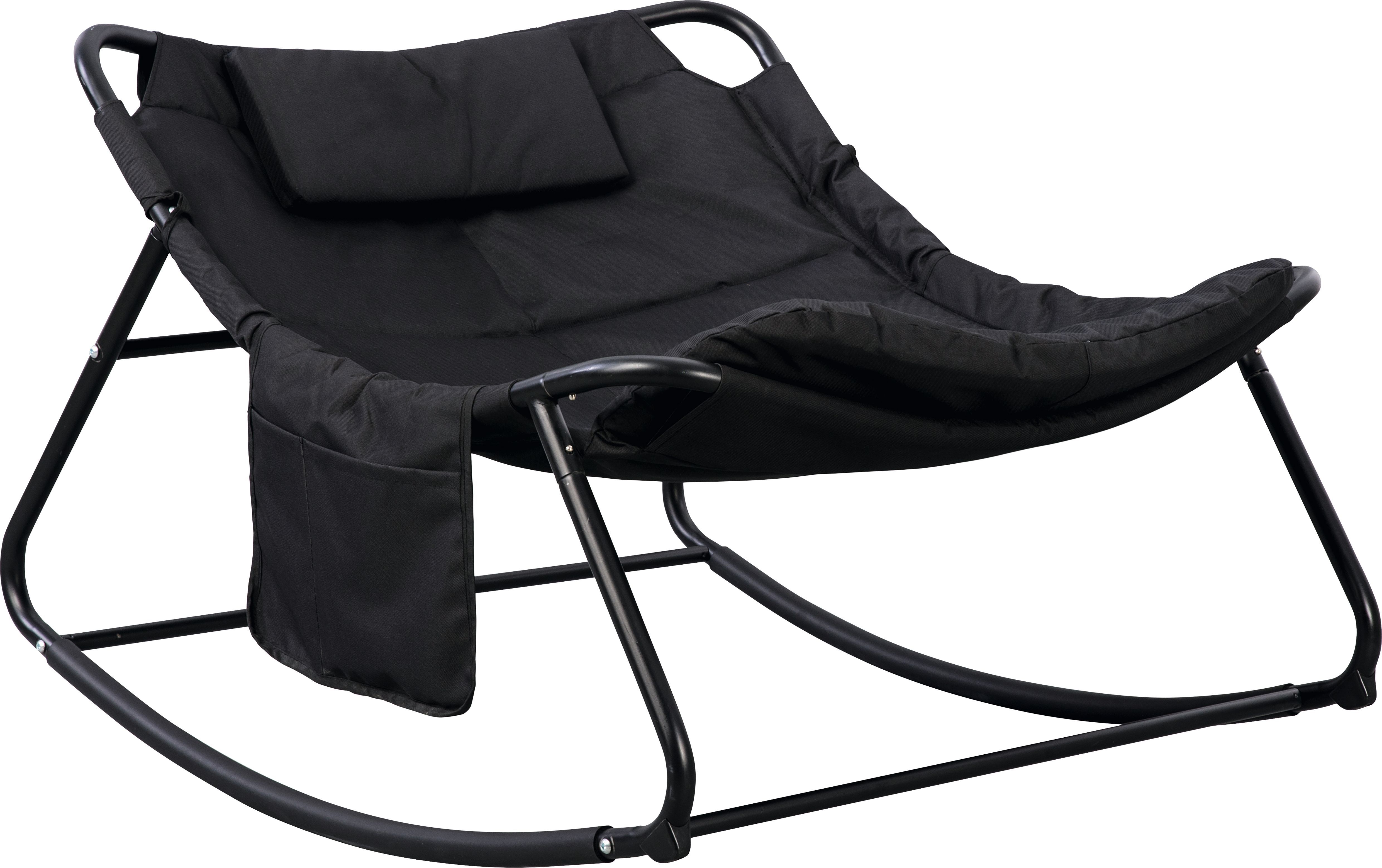 Изображение товара Кресло-качалка Lomitas металл/оксфорд черный для улицы с подстаканником