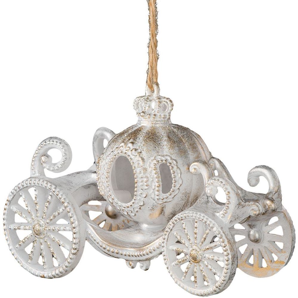 Изображение товара Ёлочная игрушка Карета Золушки заснеженная 12 см из пластика