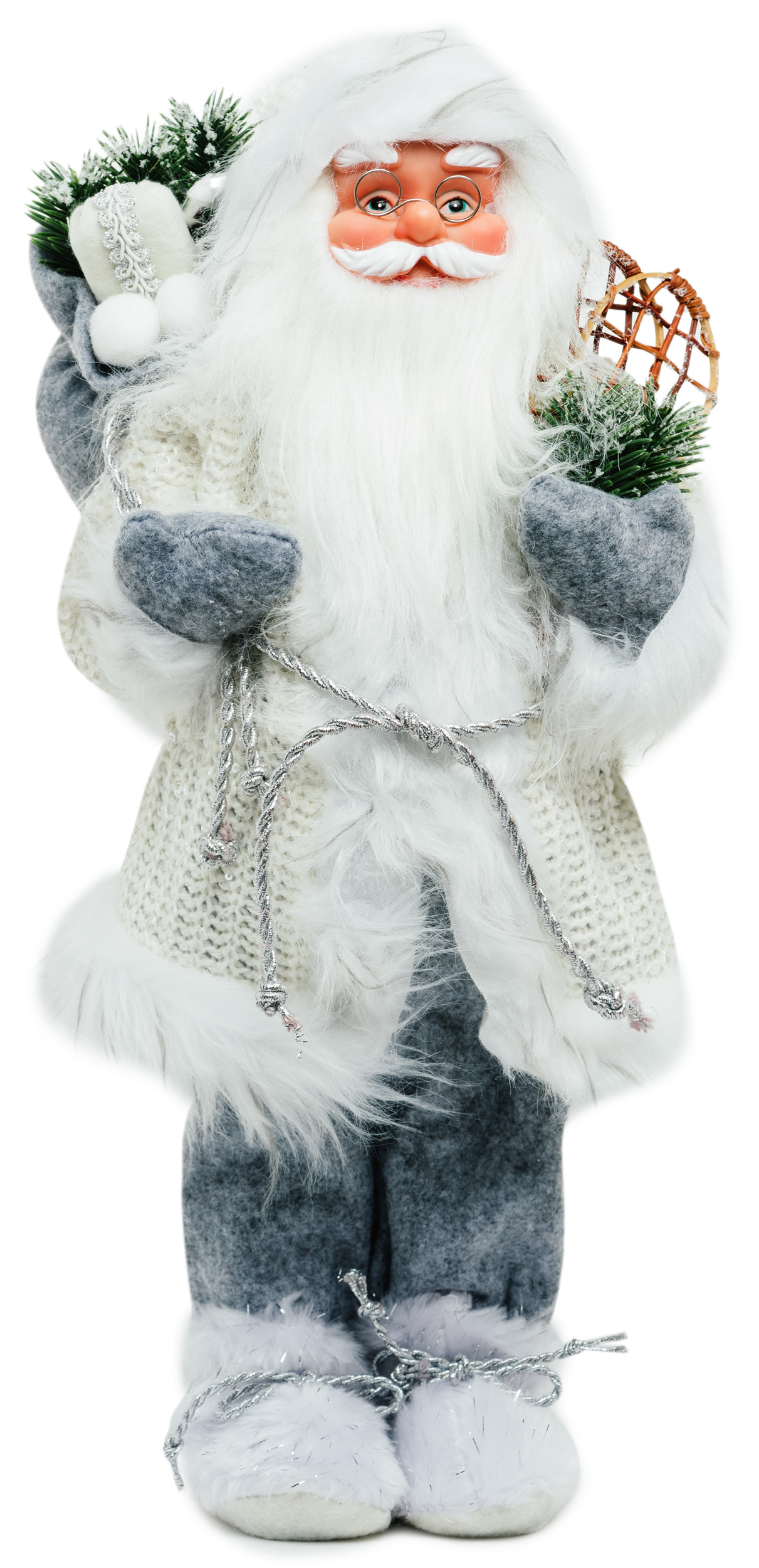Изображение товара Игрушка Дед Мороз в серебряной шубе полиэстер 46 см